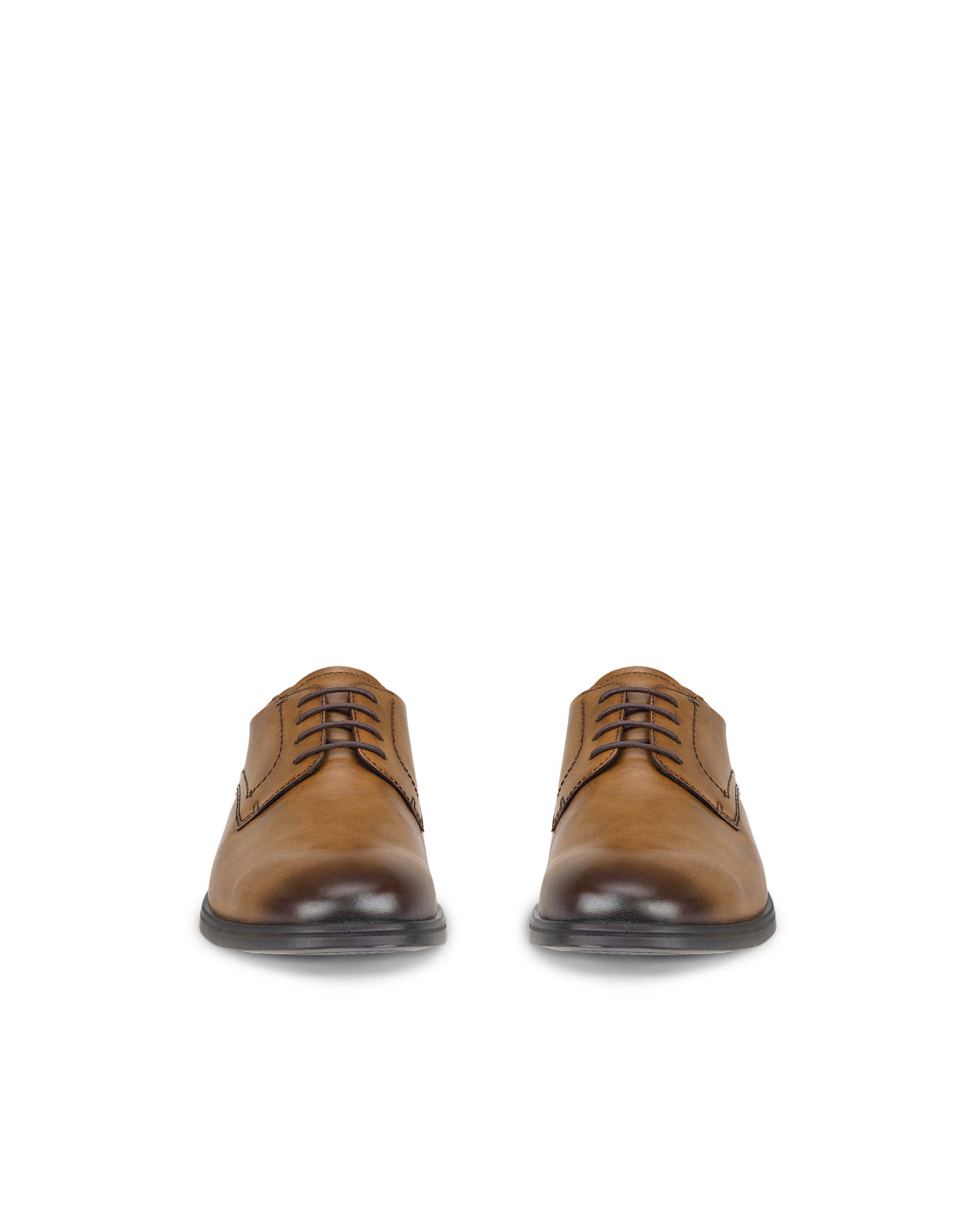 Men's ECCO® Melbourne Leather Derby Shoe - Brown - Front pair