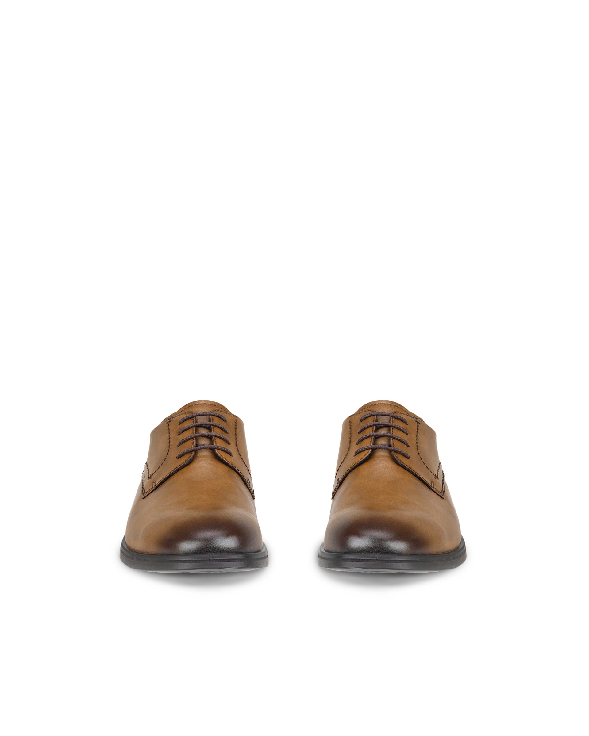 Men's ECCO® Melbourne Leather Derby Shoe - Brown - Front pair