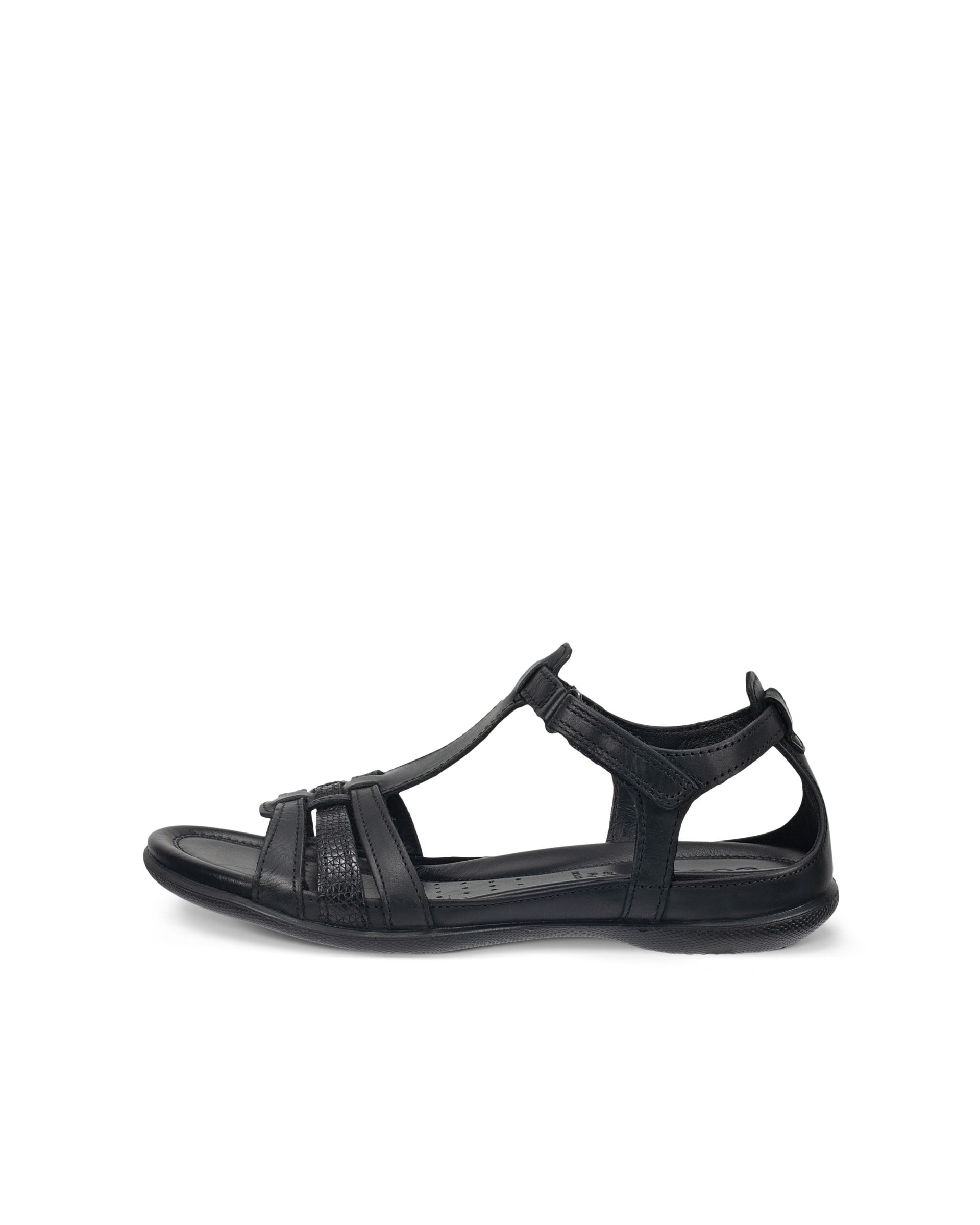Women's ECCO® Flash Leather T-Bar Sandal - Black - Outside