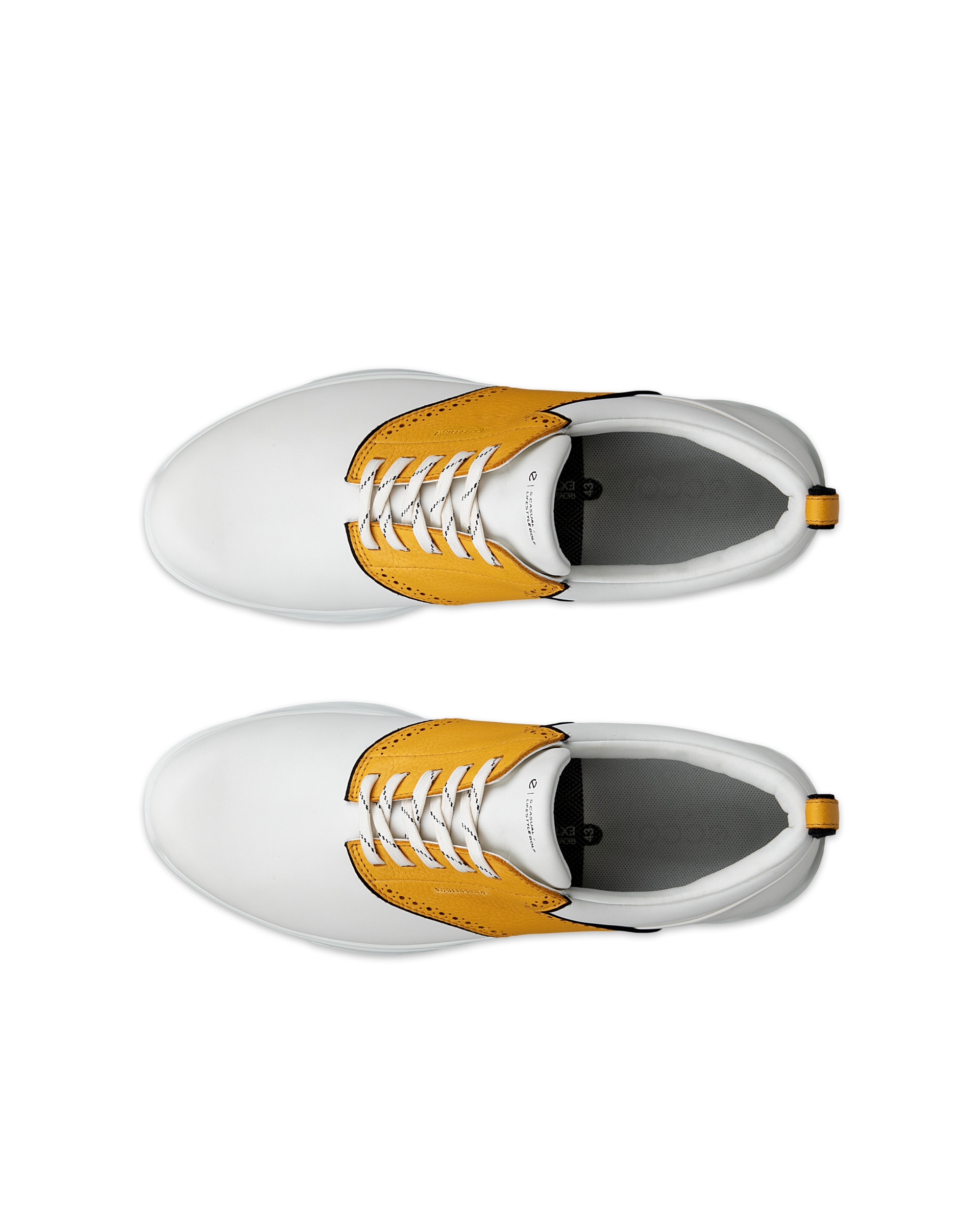 Men's ECCO® Golf S-Casual Leather Waterproof Golf Shoe - White - Top left pair