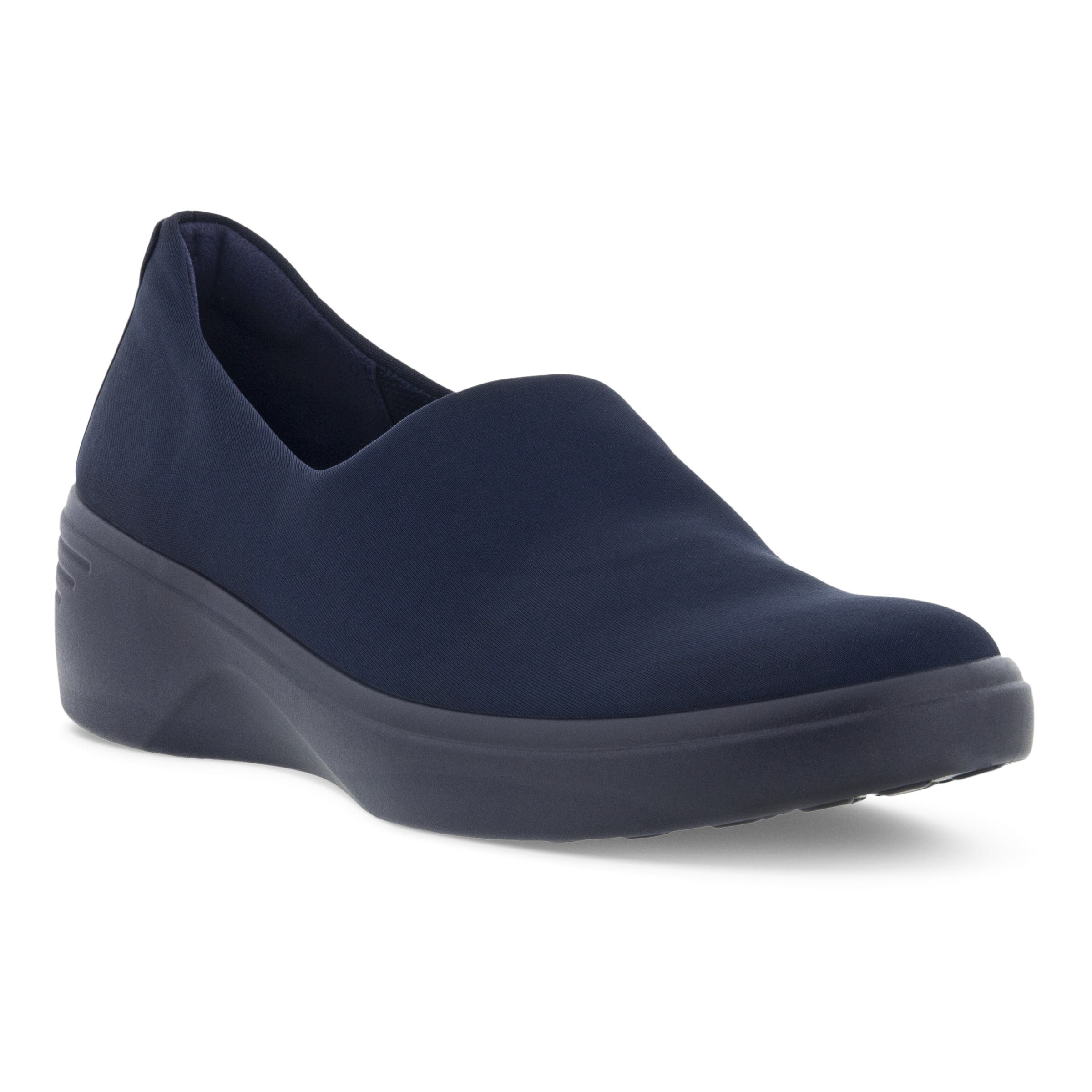 Women's ECCO® Soft 7 Wedge Textile Loafer - Blue - Main