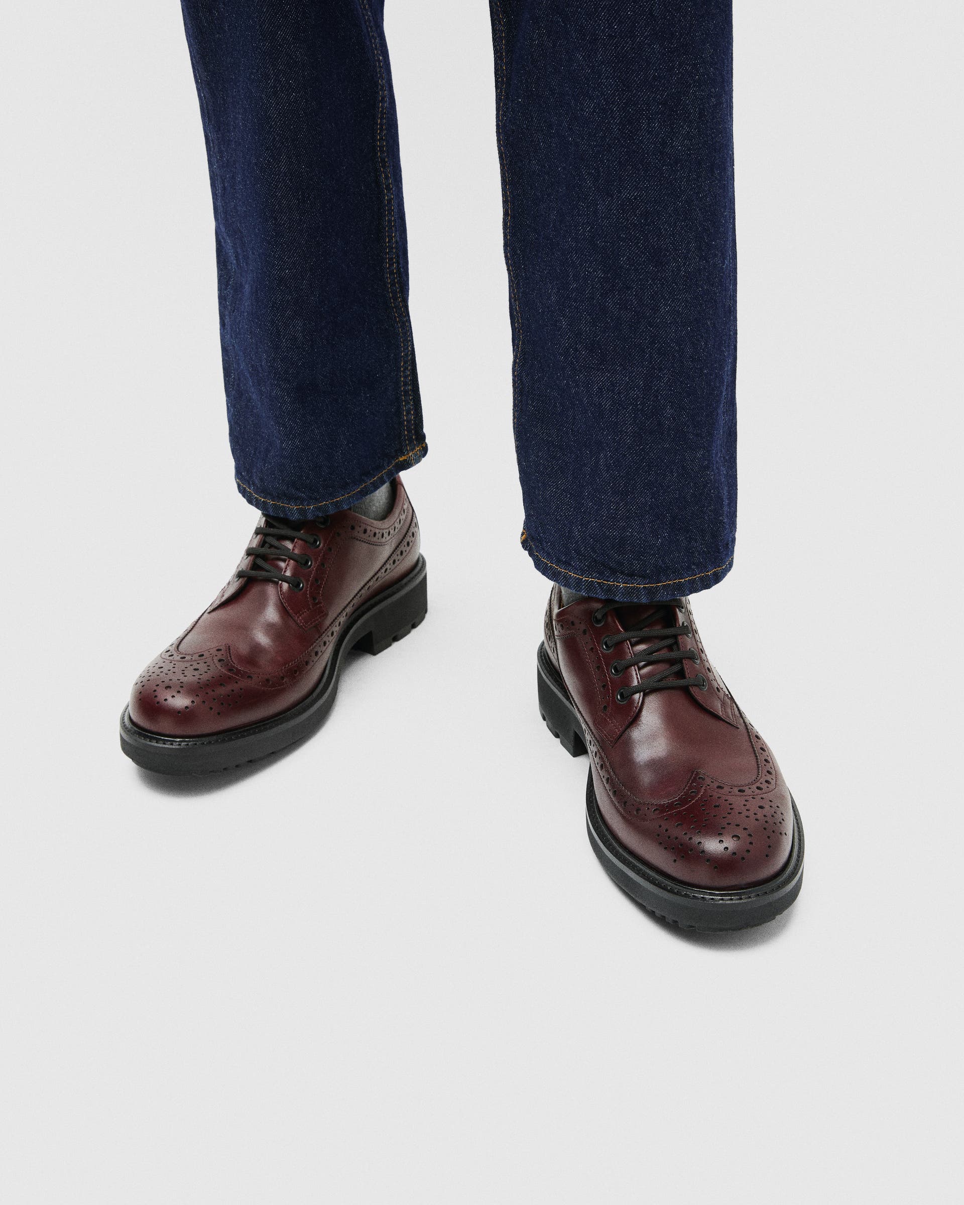 Men's ECCO® Metropole Oslo Leather Brogue Shoe - Red - Lifestyle image-1