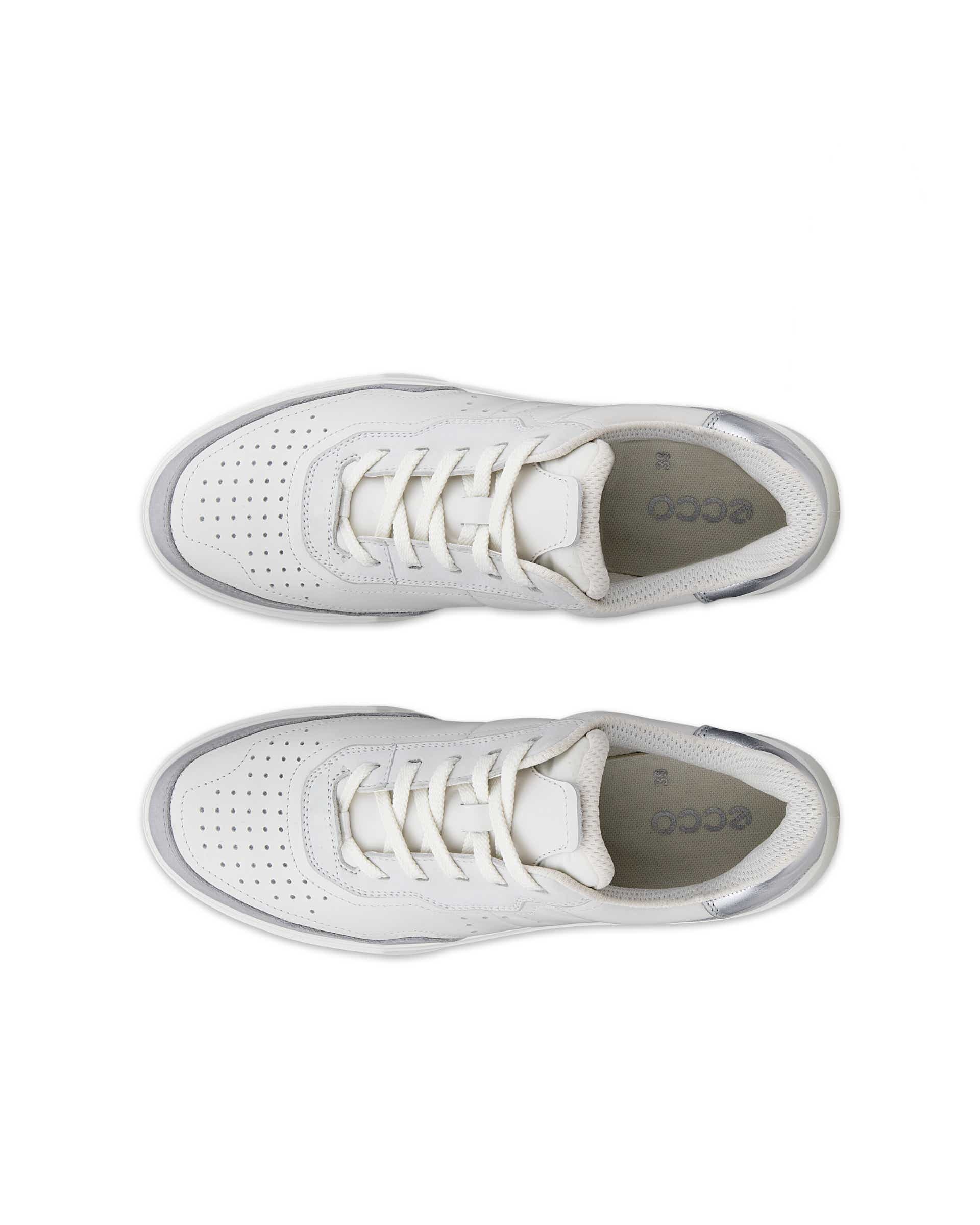 ECCO® STREET COURT baskets en cuir pour femme - Blanc - Top left pair