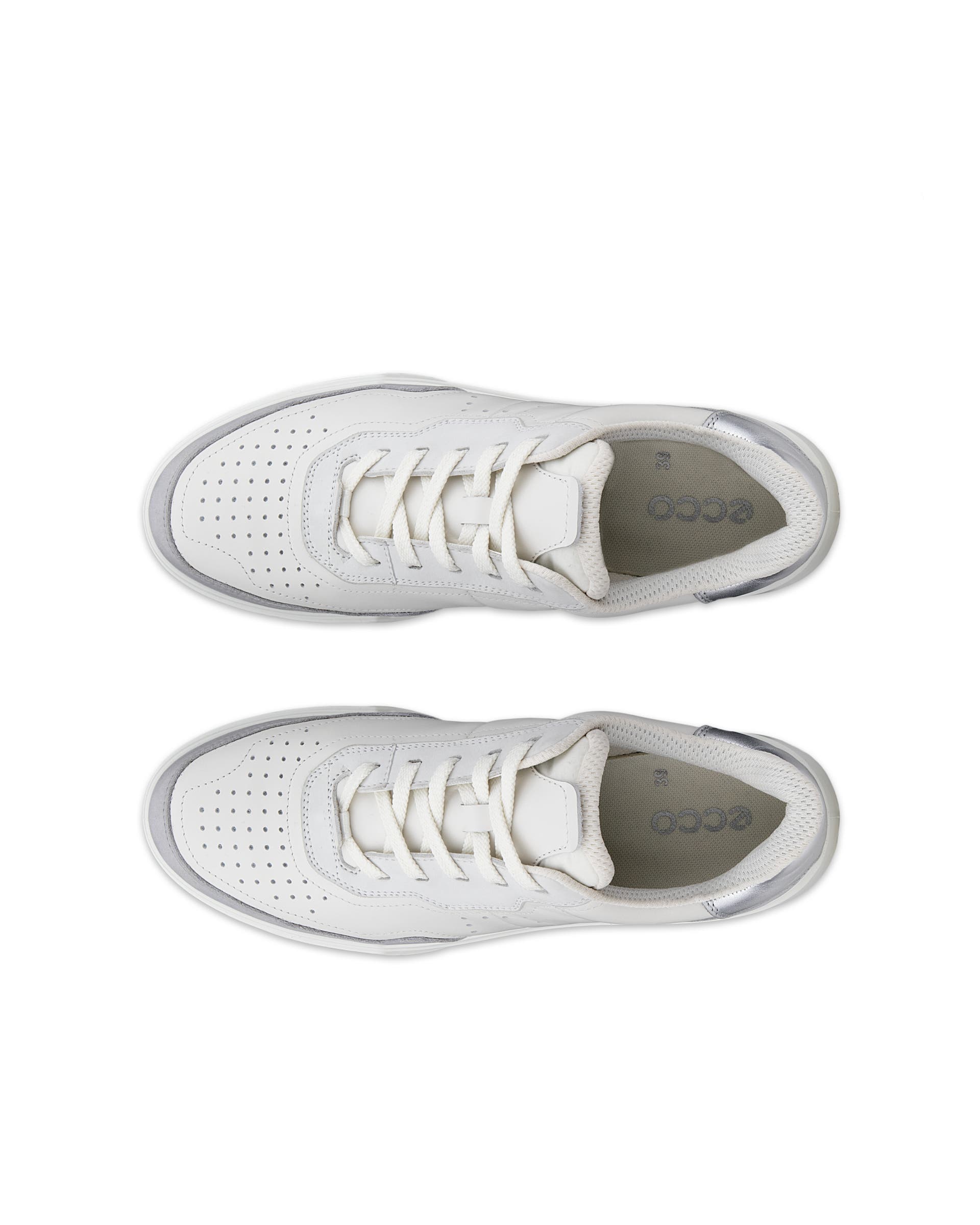 ECCO® STREET COURT baskets en cuir pour femme - Blanc - Top left pair
