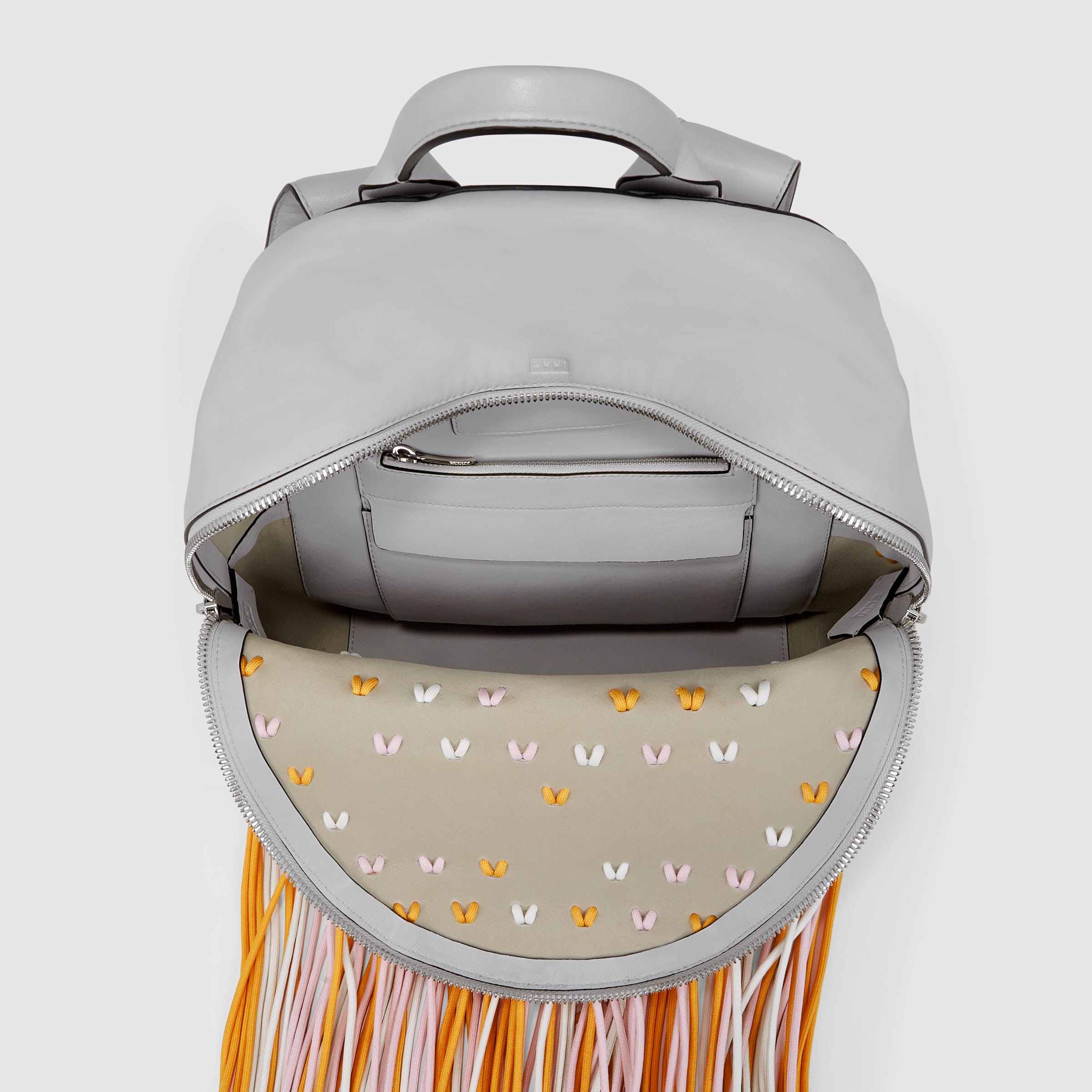 ECCO® E Leather Lace Round Backpack - White - Birdeye