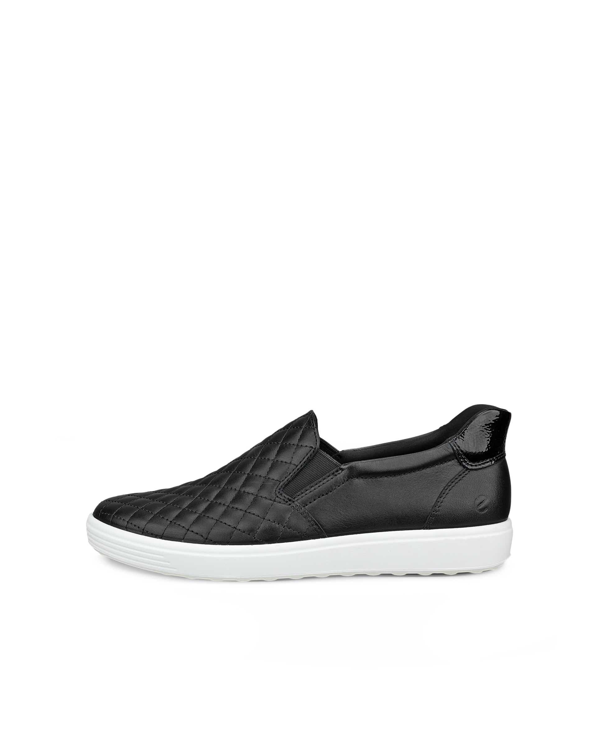 Women's ECCO® Soft 7 Leather Slip-On Shoe - Black - Outside
