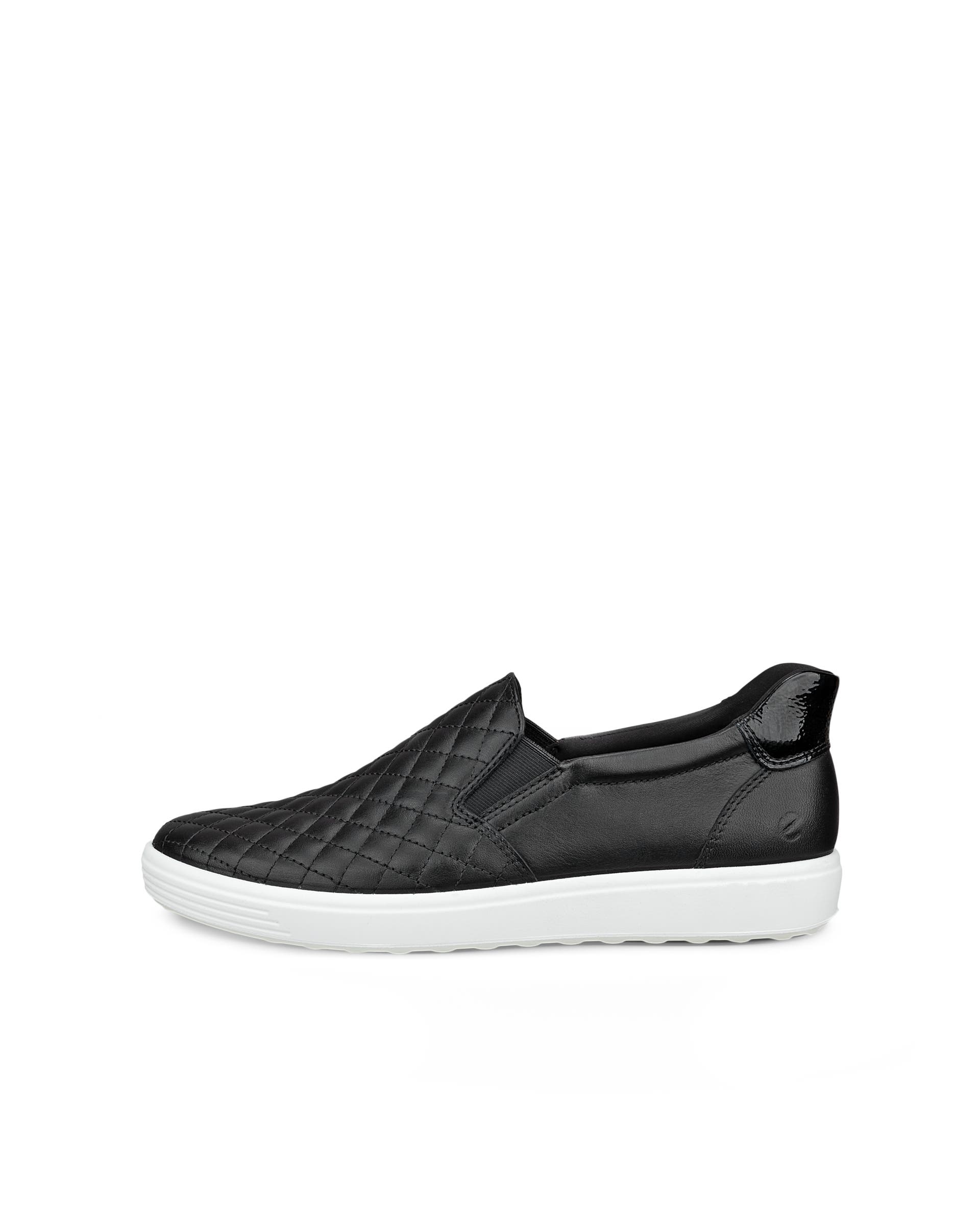 Women's ECCO® Soft 7 Leather Slip-On Shoe - Black - Outside