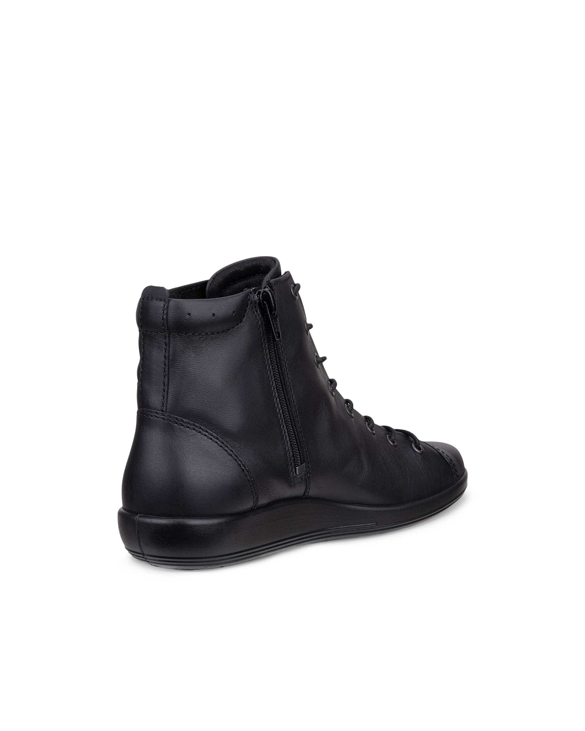 Women's ECCO® SOFT 2.0 Leather Sneaker Boot - Black - Back