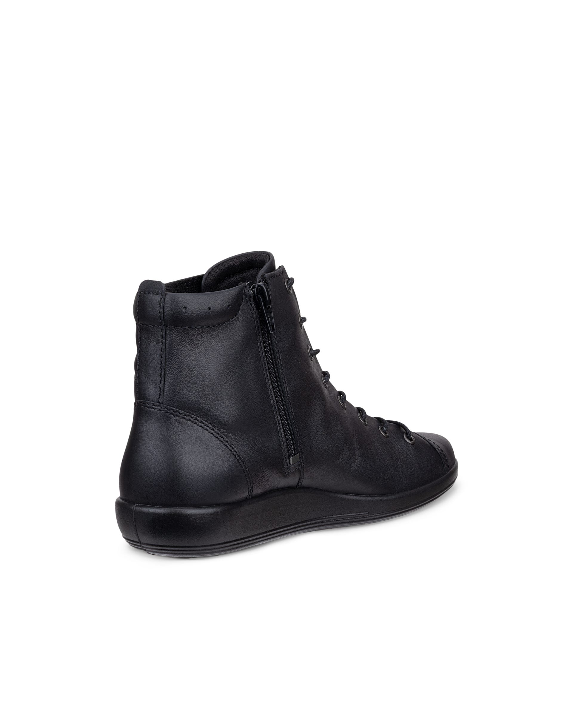 Women's ECCO® SOFT 2.0 Leather Sneaker Boot - Black - Outside