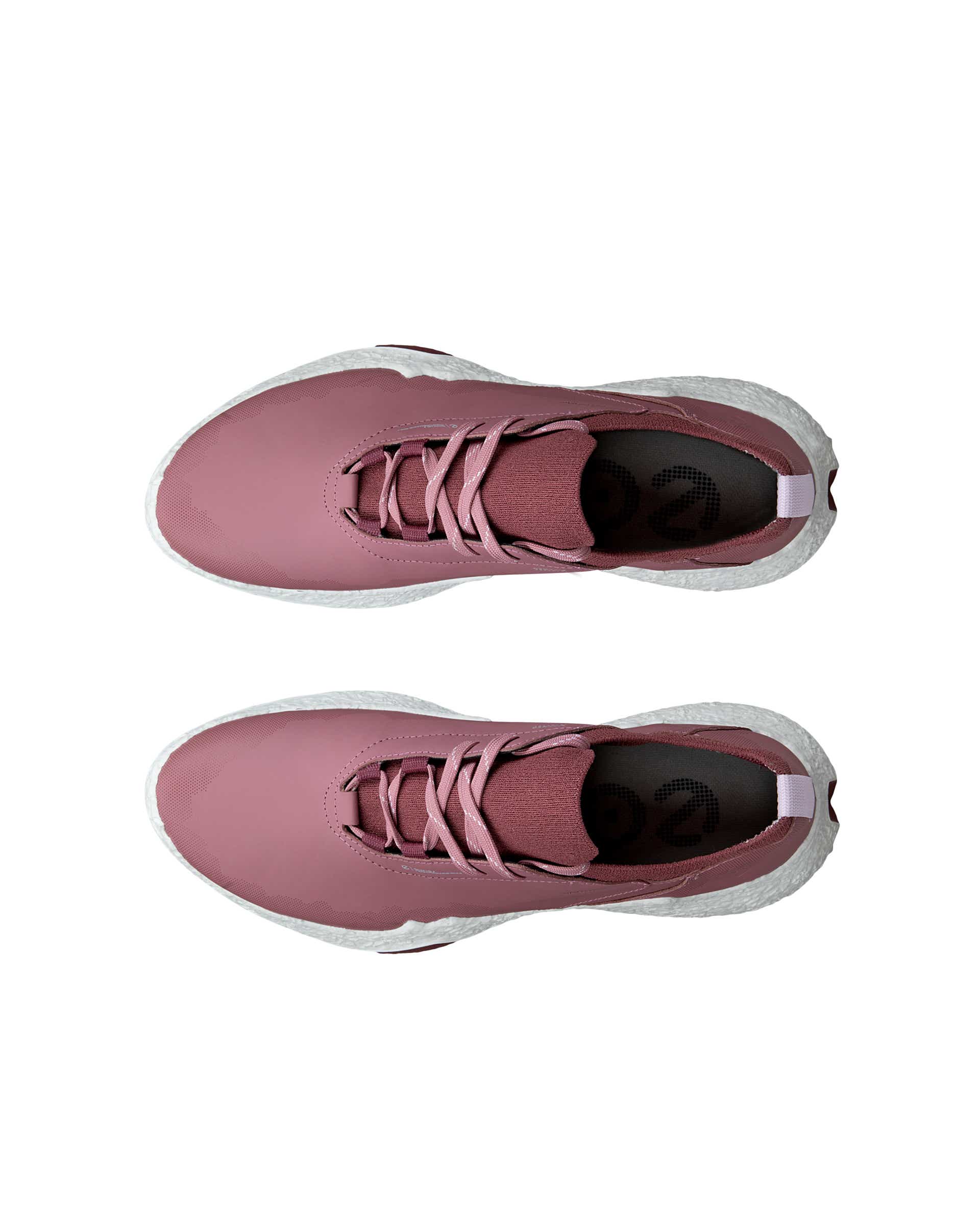 ECCO GOLF BIOM H5 LACE Women ウィメンズ レザーウォータープルーフゴルフシューズ - ピンク - Top left pair
