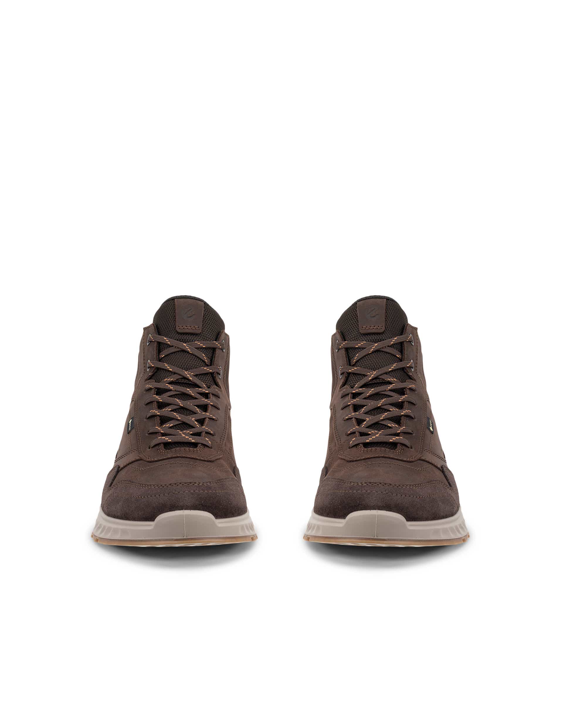 Men's ECCO® EXOSTRIDE Nubuck Gore-Tex Ankle Boot - Brown - Front pair