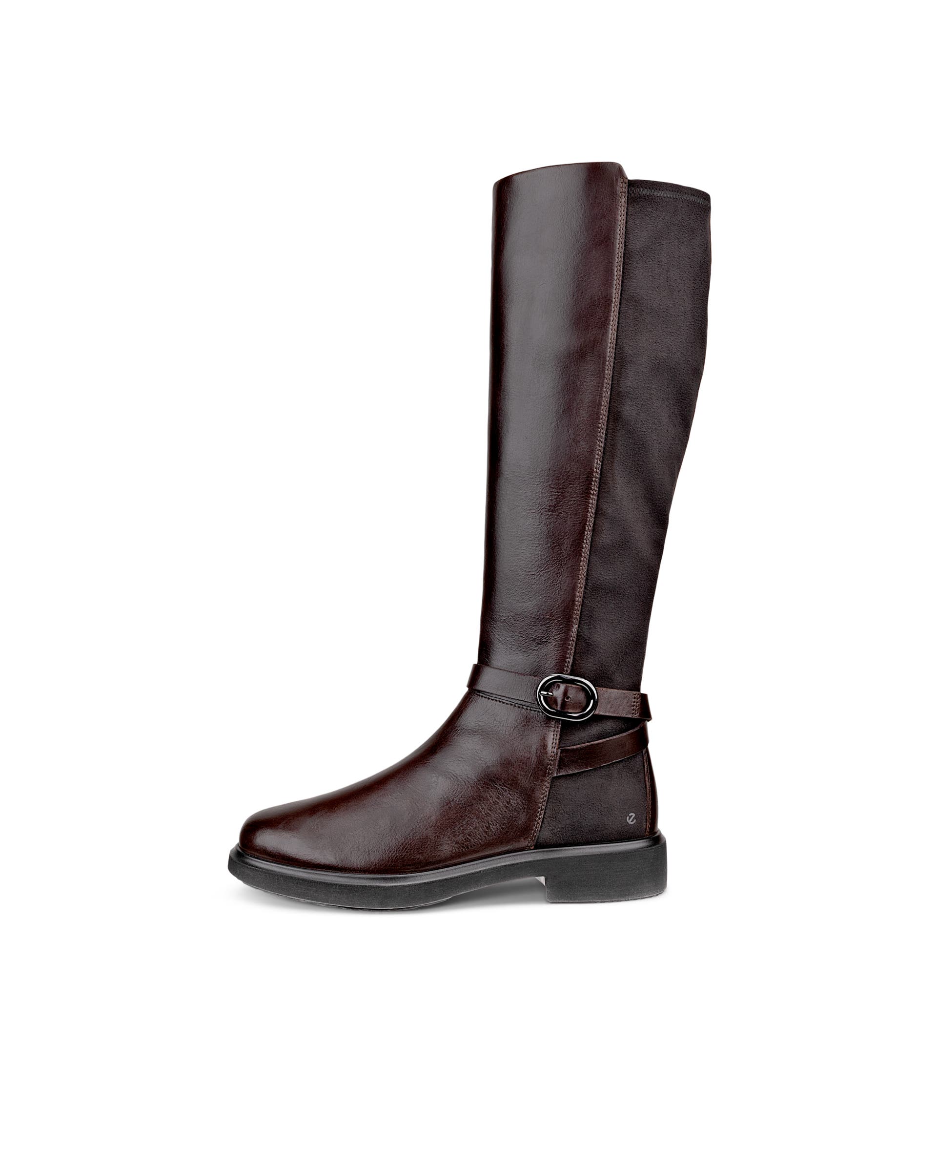 Women's ECCO® Metropole Amsterdam Leather Knee-High Boot - Brown - Outside
