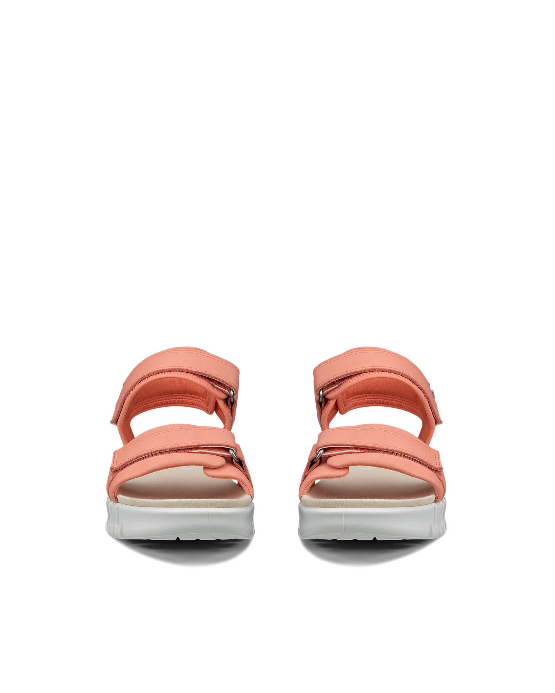 Women's ECCO® GRUUV SOL Nubuck Heeled Sandal - Orange - Front pair
