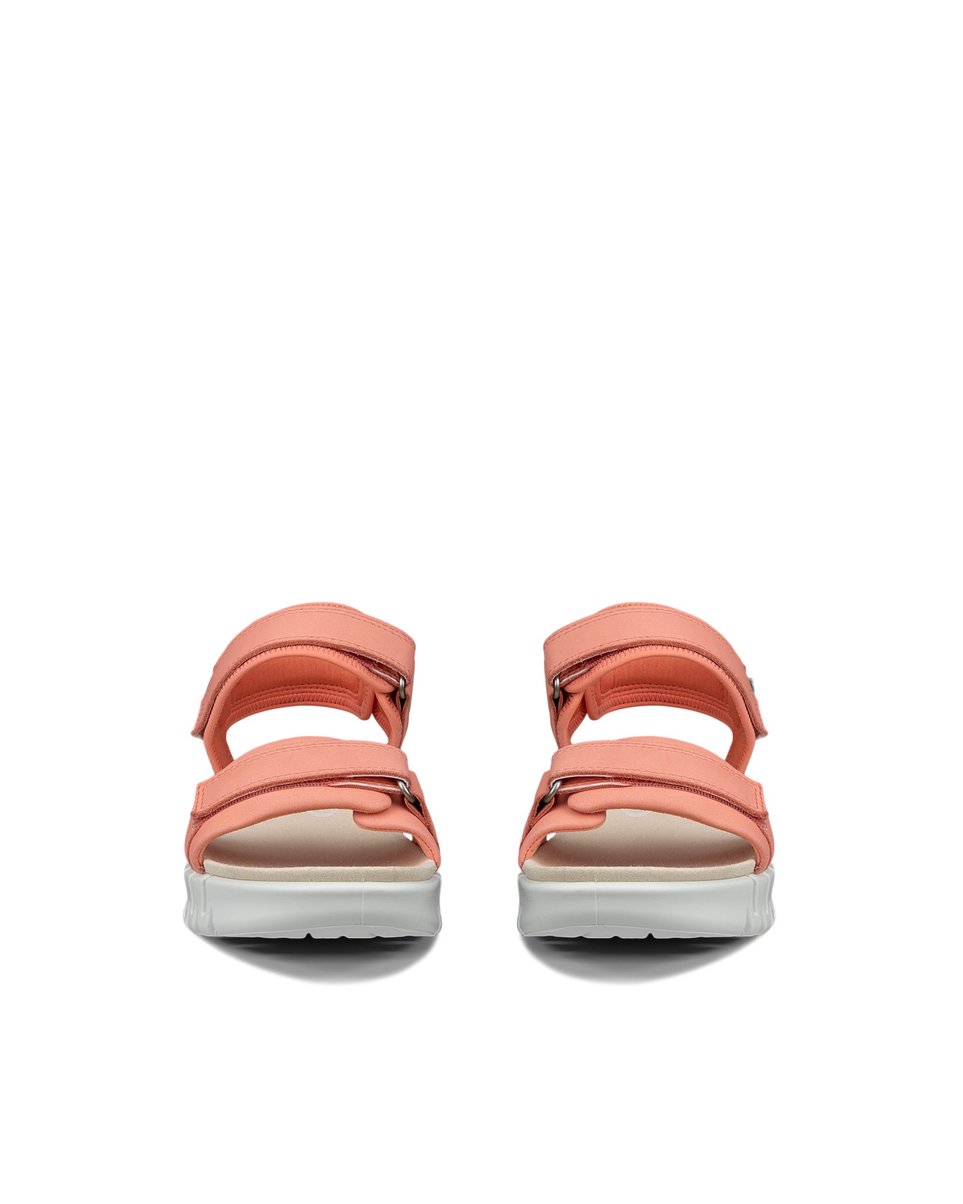 Women's ECCO® GRUUV SOL Nubuck Heeled Sandal - Orange - Front pair