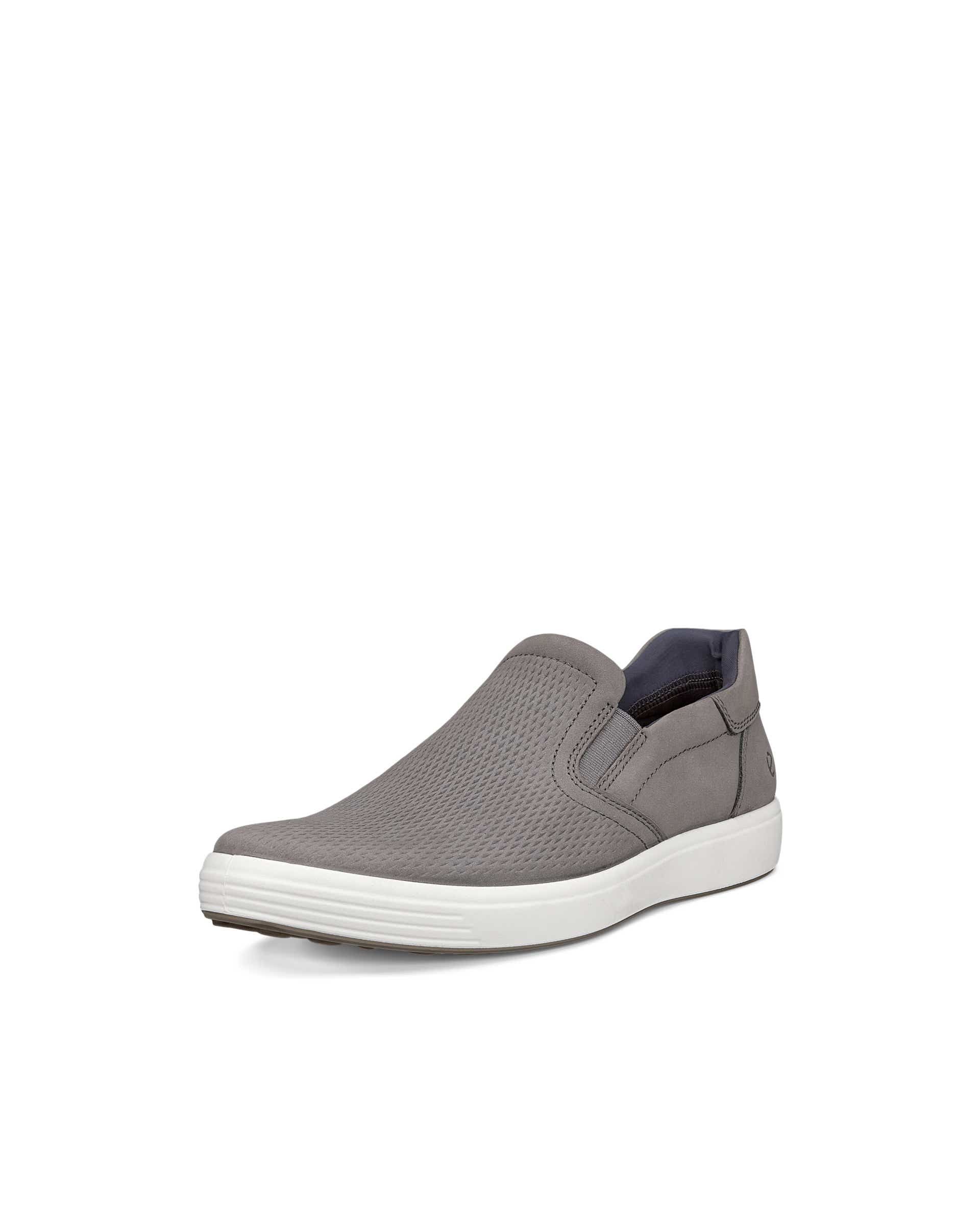 Men's ECCO® Soft 7 Nubuck Slip-In Shoe - Grey - Main