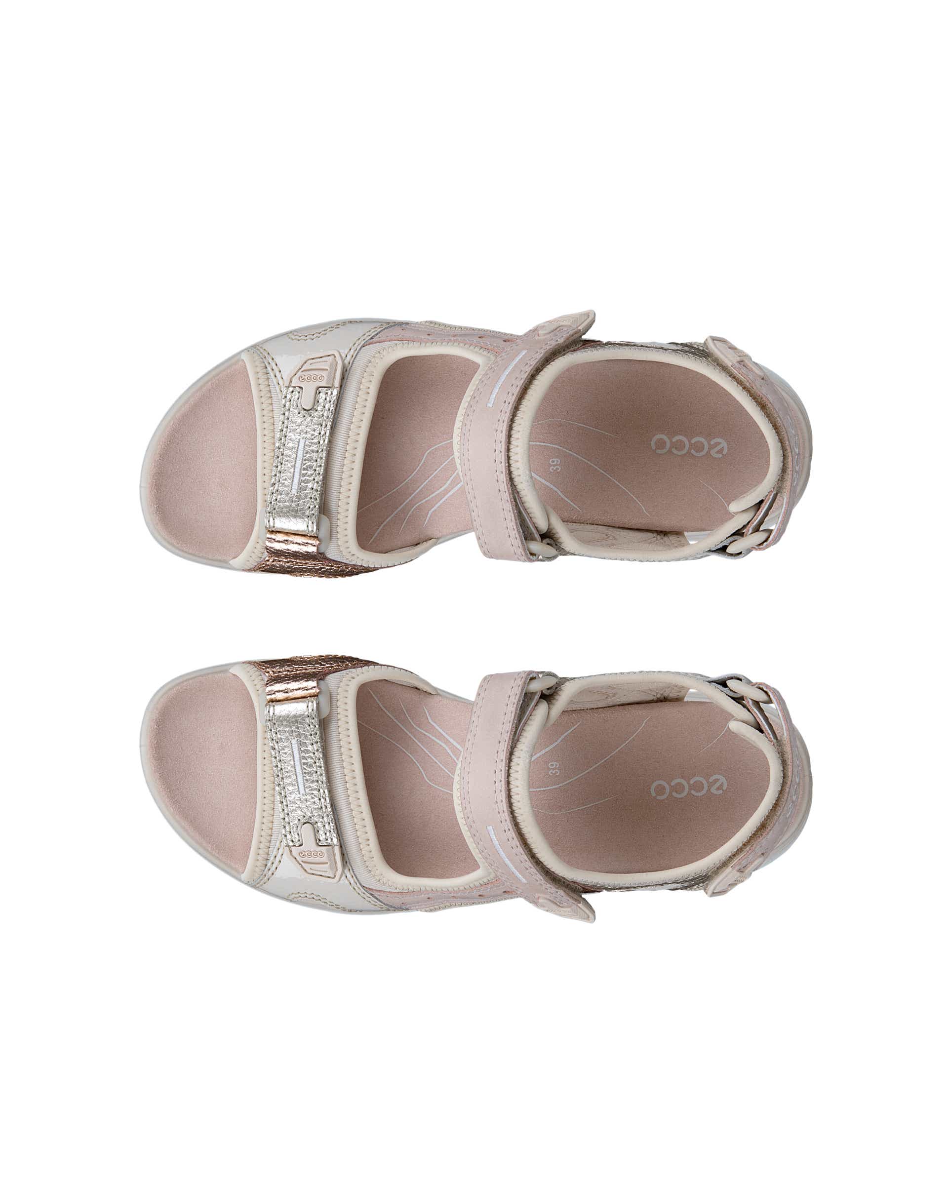 Women's ECCO® Offroad Leather Outdoor Sandal - Beige - Top left pair