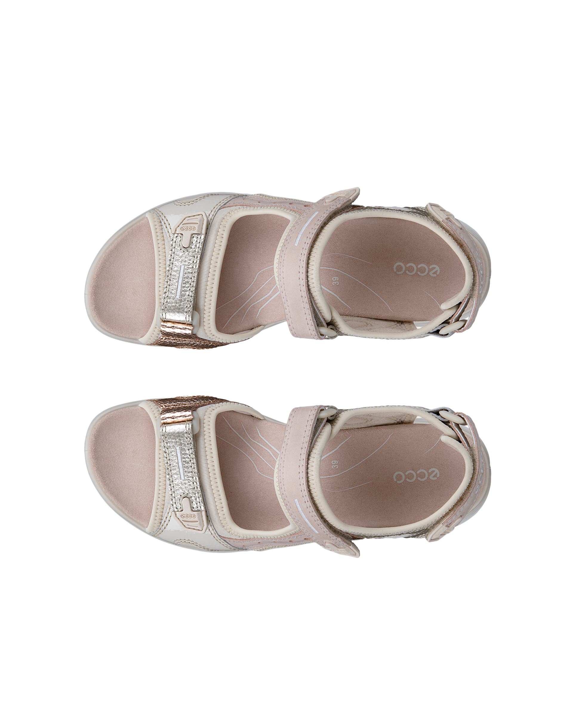 Women's ECCO® Offroad Leather Outdoor Sandal - Beige - Top left pair