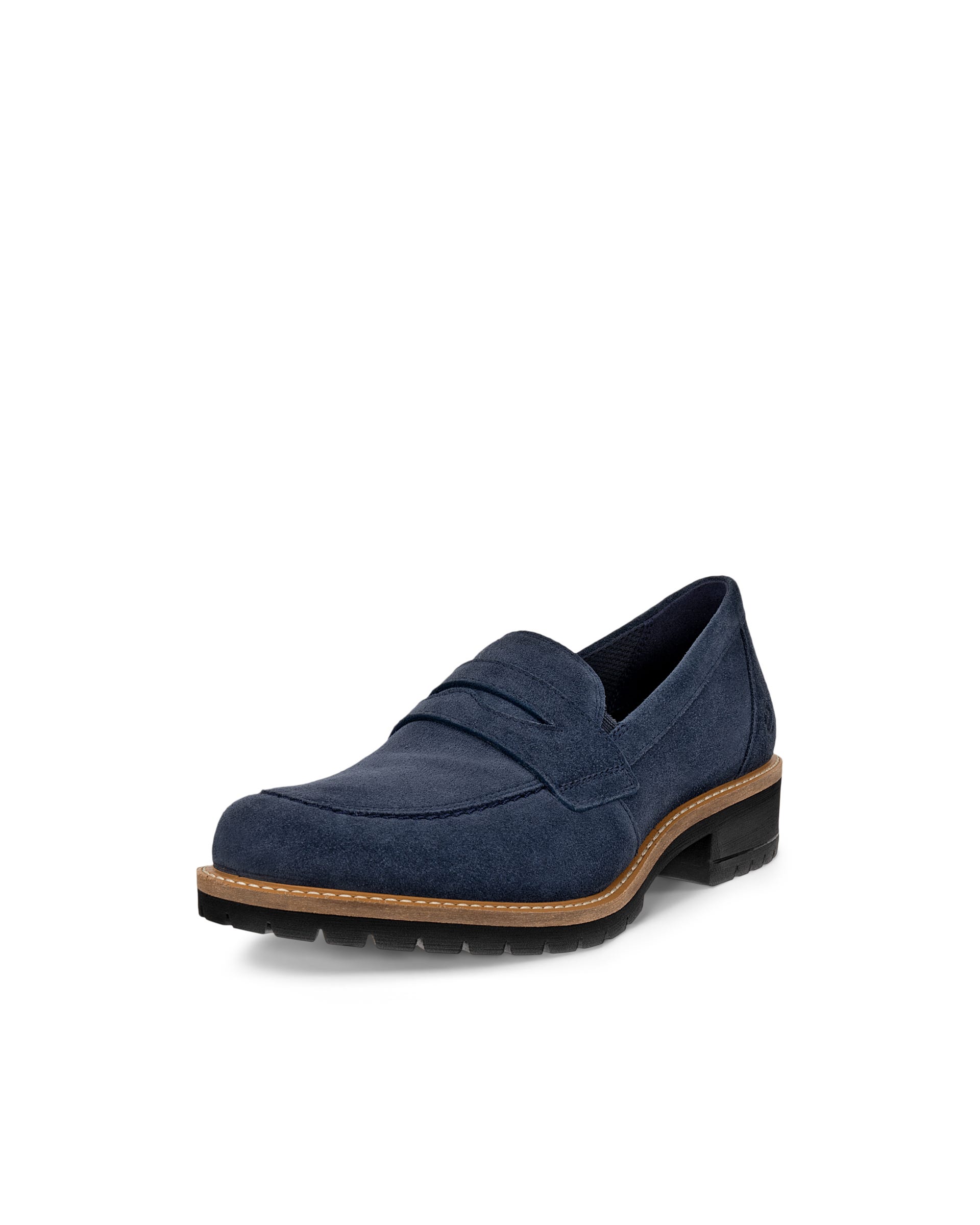 Women's ECCO® Elaina Leather Penny Loafer - Blue - Outside
