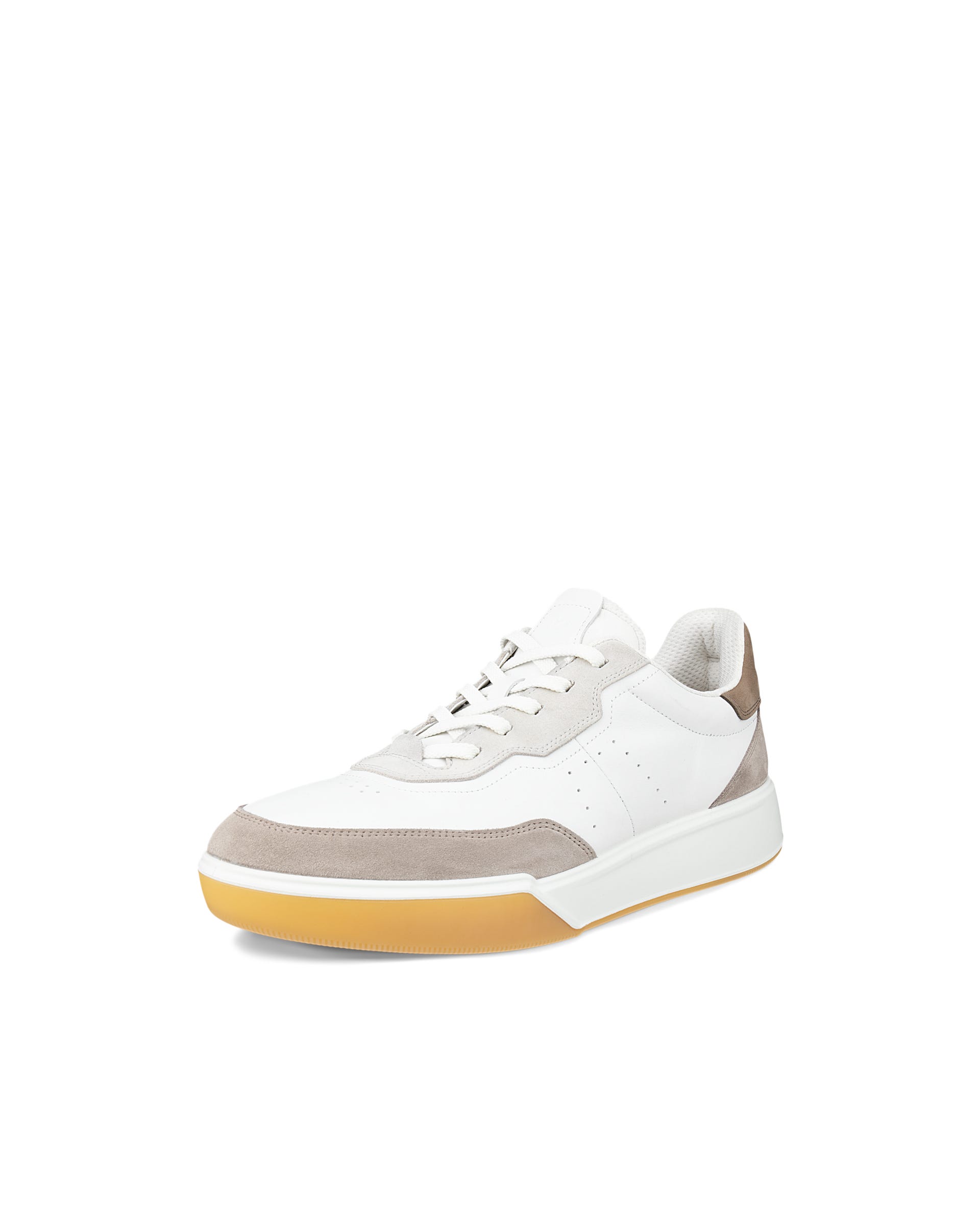 Men's ECCO® STREET COURT Leather Sneaker - White - Outside