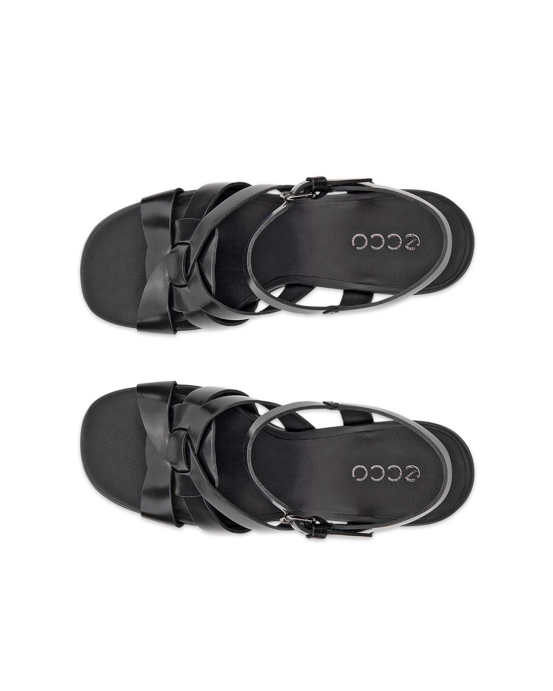 Damskie skórzane sandały na obcasie ECCO® SCULPTED ALBA 65 - Czarny - Top left pair