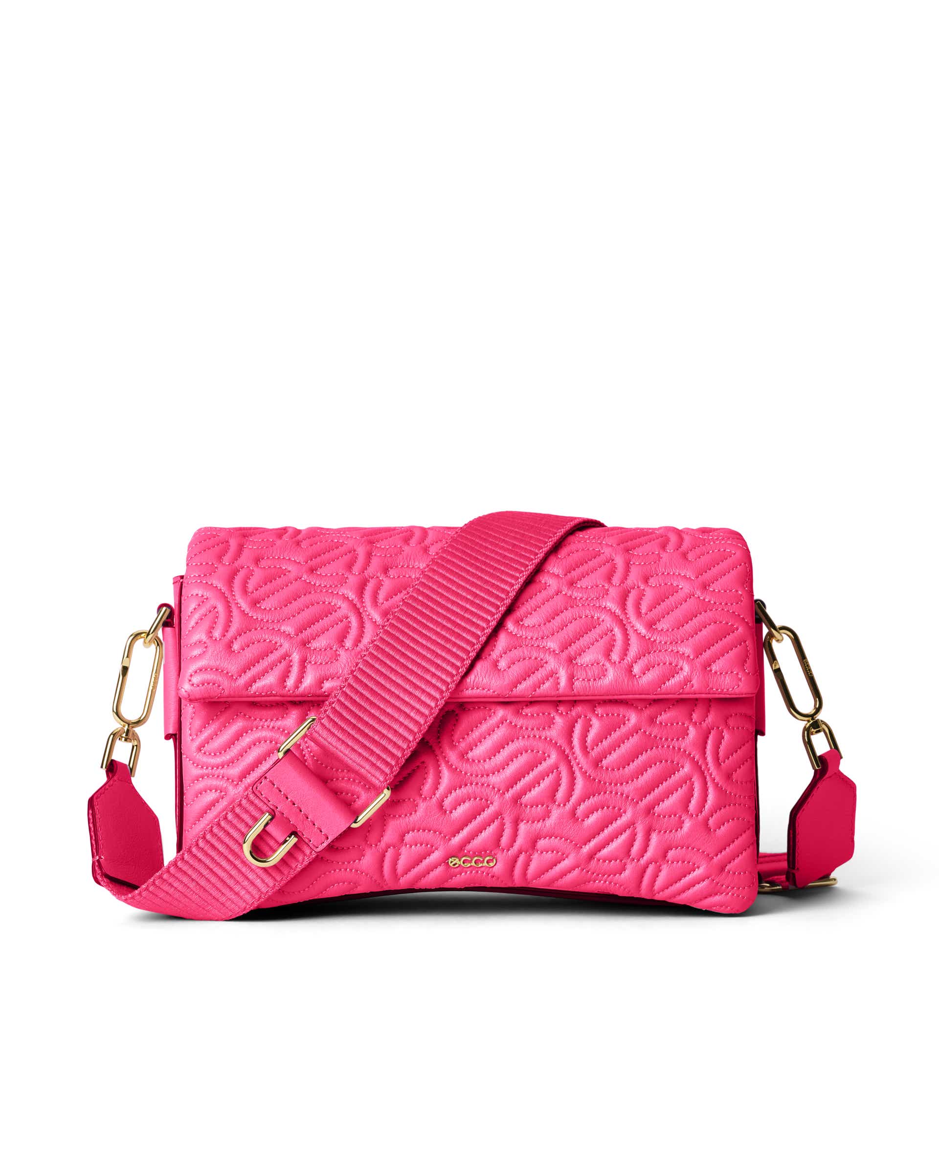 ECCO Pinch Large Quilted Wave レザークロスボディバッグ | ピンク ECCO Pinch Large Quilted Wave レザークロスボディバッグ | ピンク
