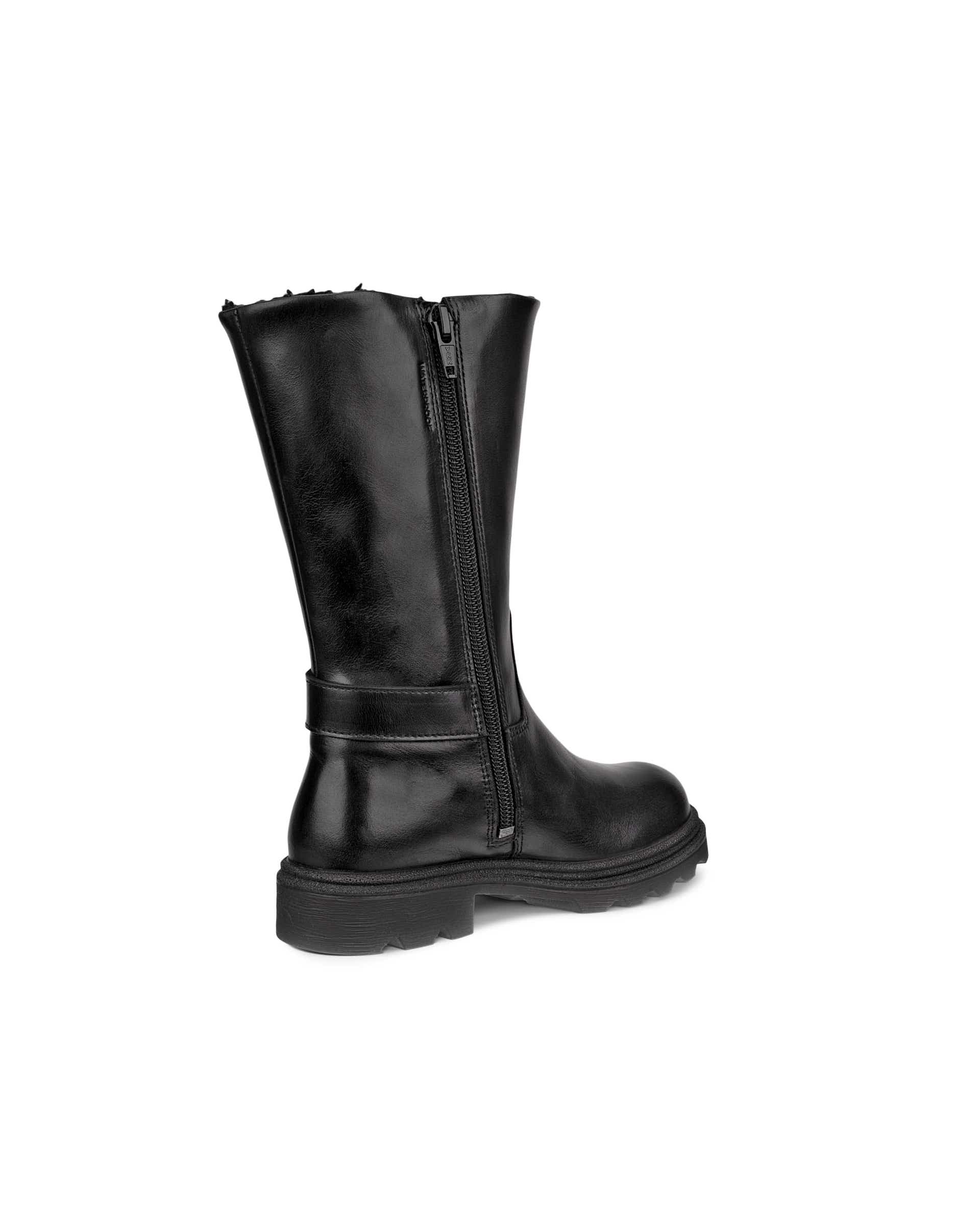 Kids' ECCO® Grainer Leather Waterproof High-Cut Boot - Black - Back