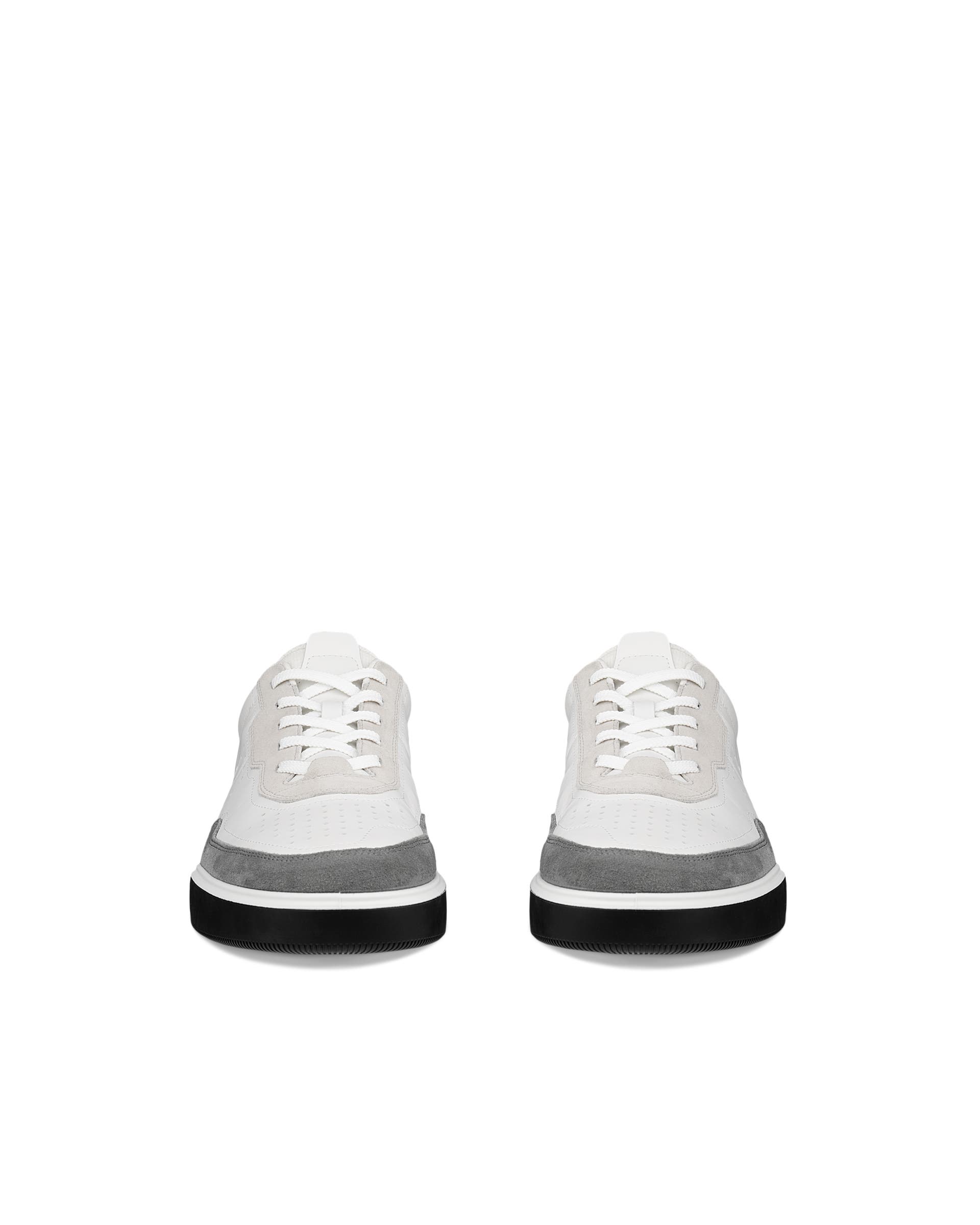 Men's ECCO® STREET COURT Leather Trainer - White - Front pair