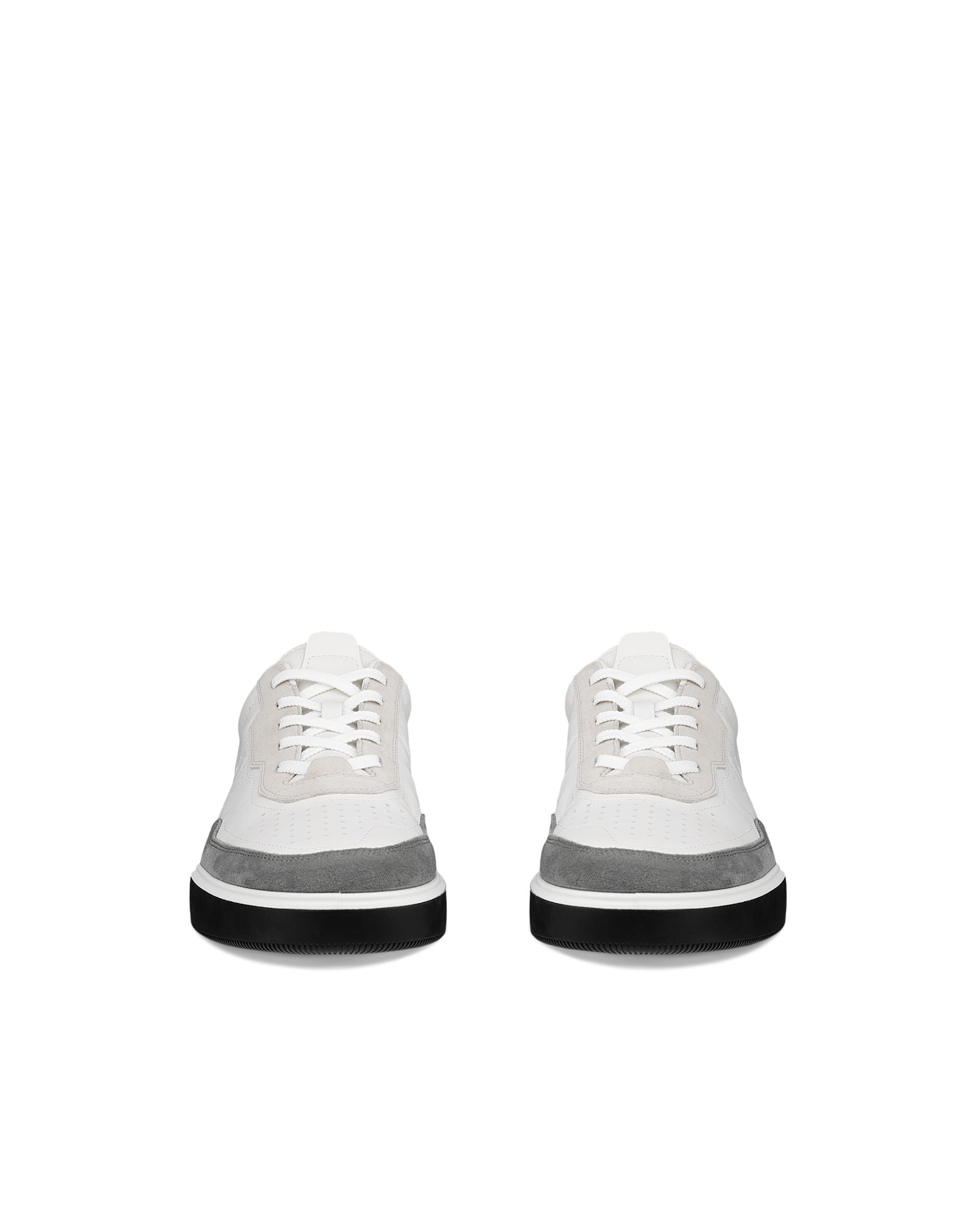 Men's ECCO® STREET COURT Leather Trainer - White - Front pair