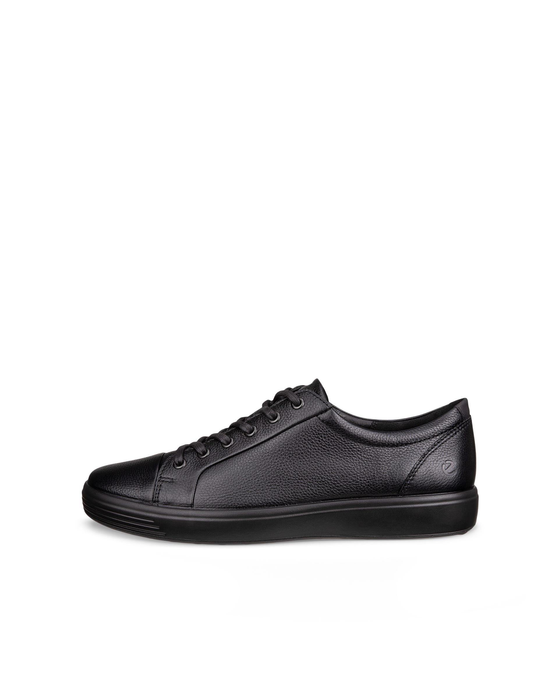 Men's ECCO® SOFT 7 Leather Sneaker - Black - Outside