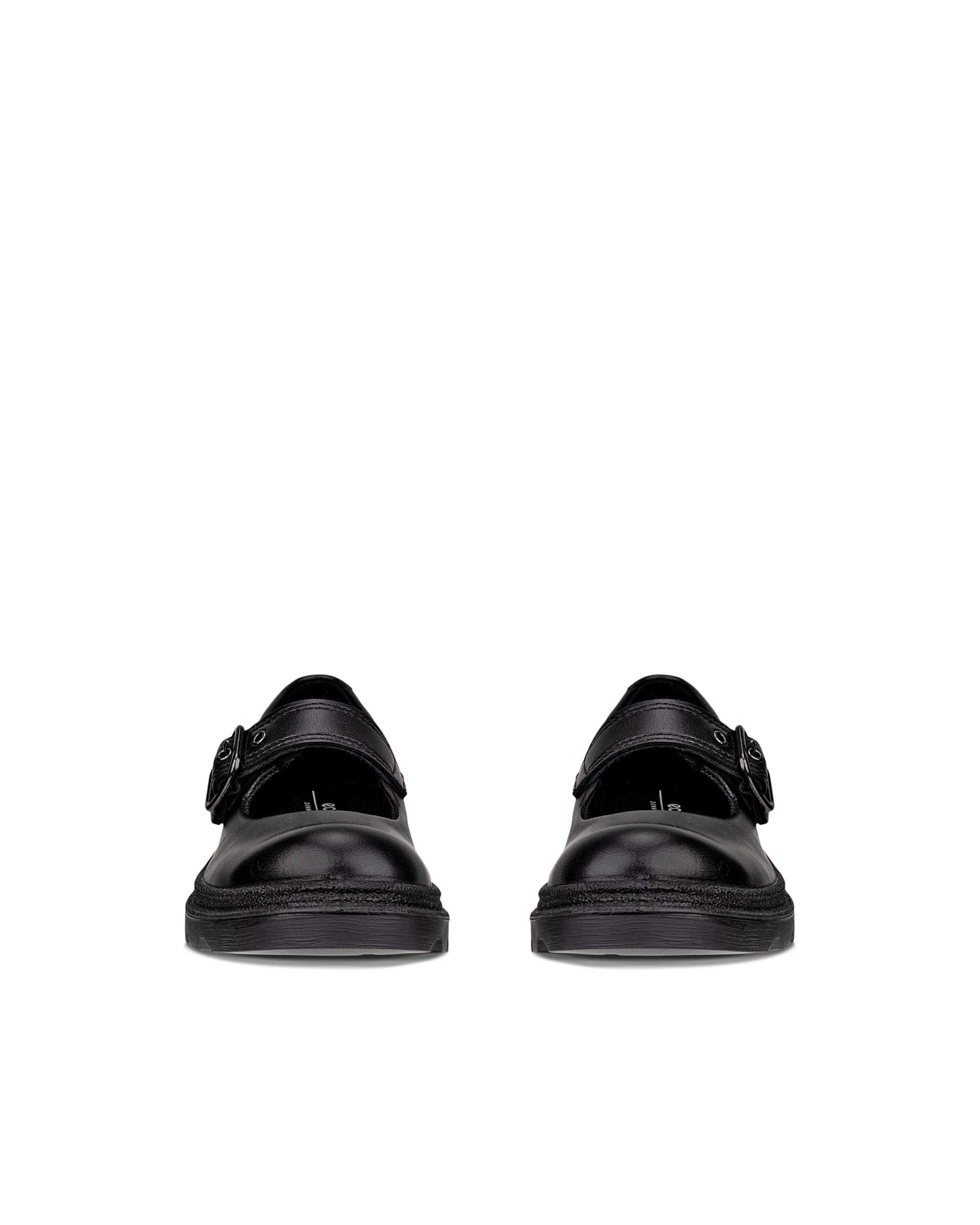 Kids' ECCO® GRAINER K Leather Mary Jane's - Black - Front pair