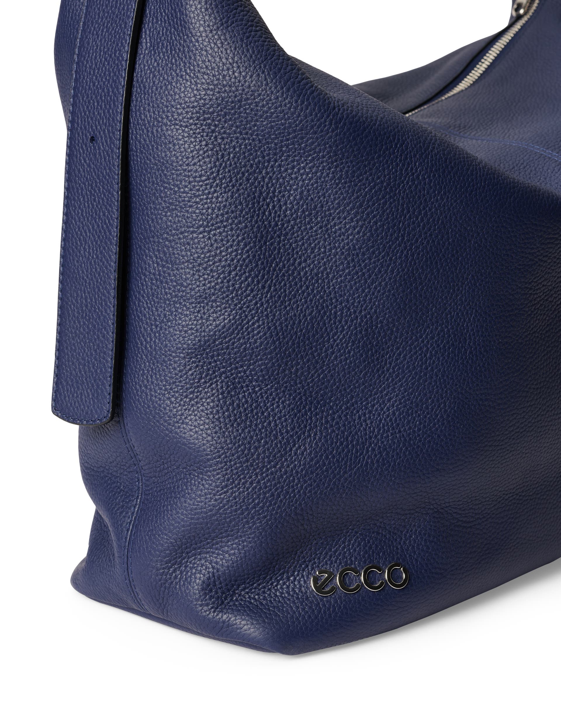 ECCO® Large Soft Pebbled Hobo Leather Shoulder Bag - Blue - Detail-1