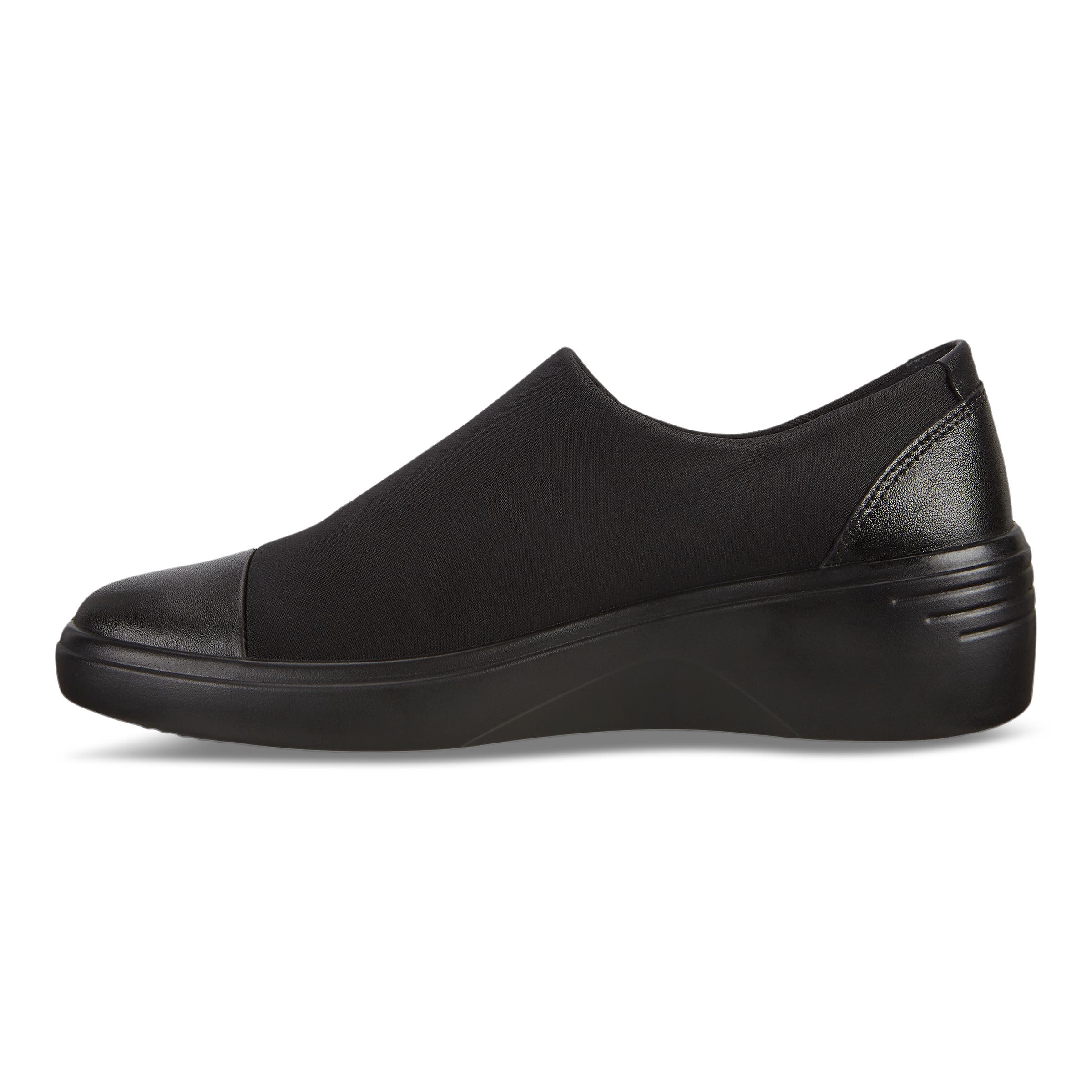 ECCO Soft 7 Wedge ウィメンズ レザーGore-Texウェッジソールスリッポン - ブラック - Inside