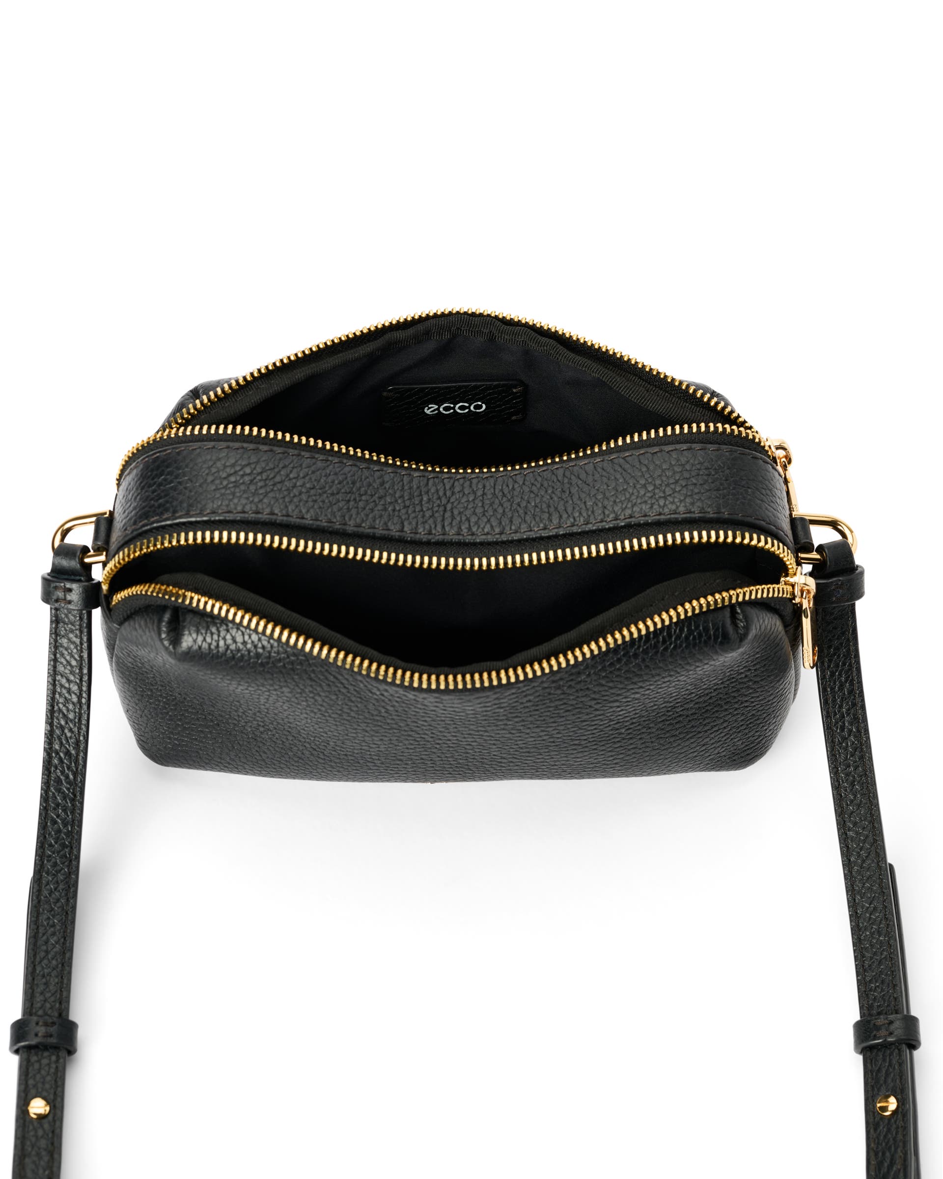 ECCO® Leather Curve Camera Bag - Black - Inside