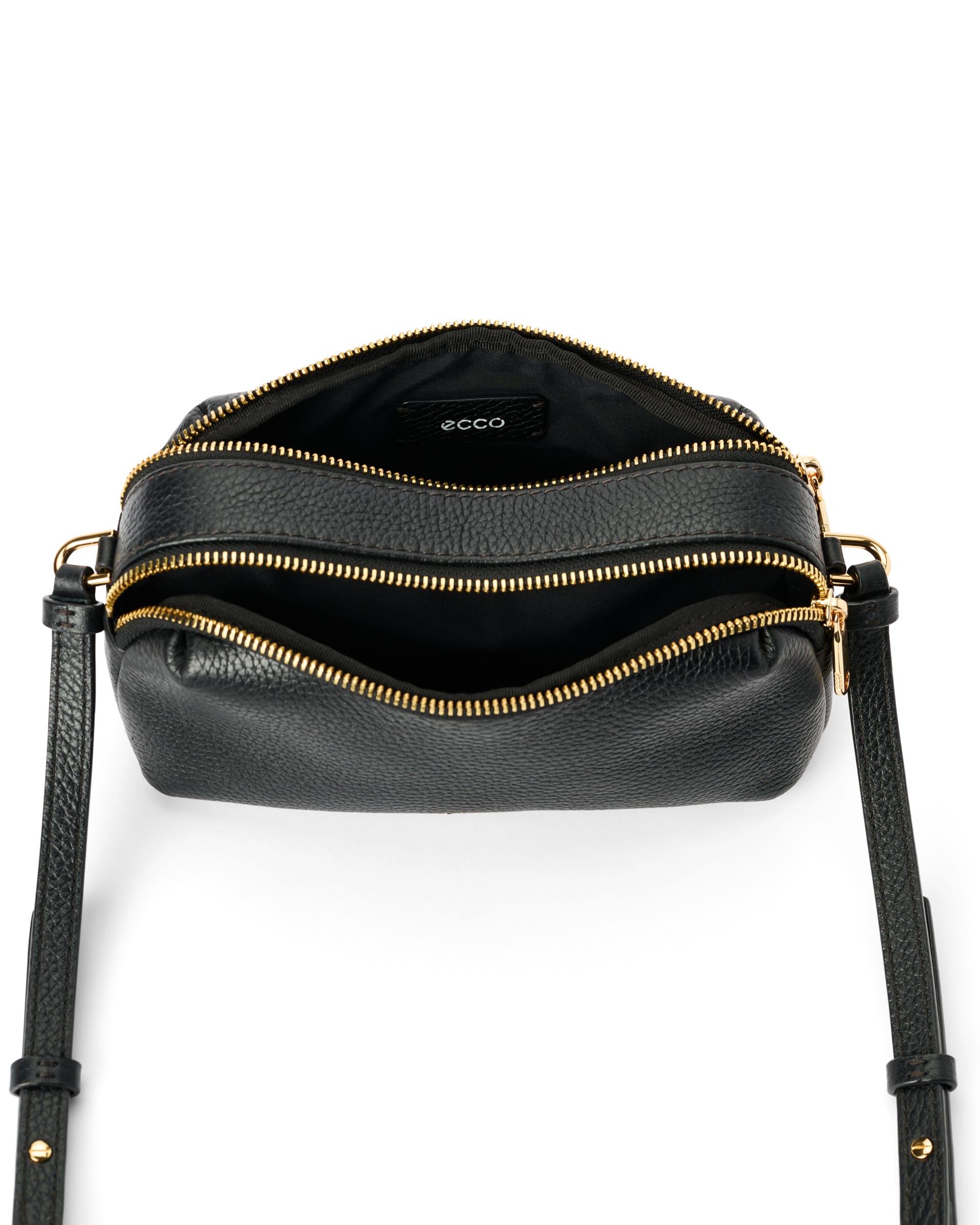 ECCO® Leather Curve Camera Bag - Black - Inside