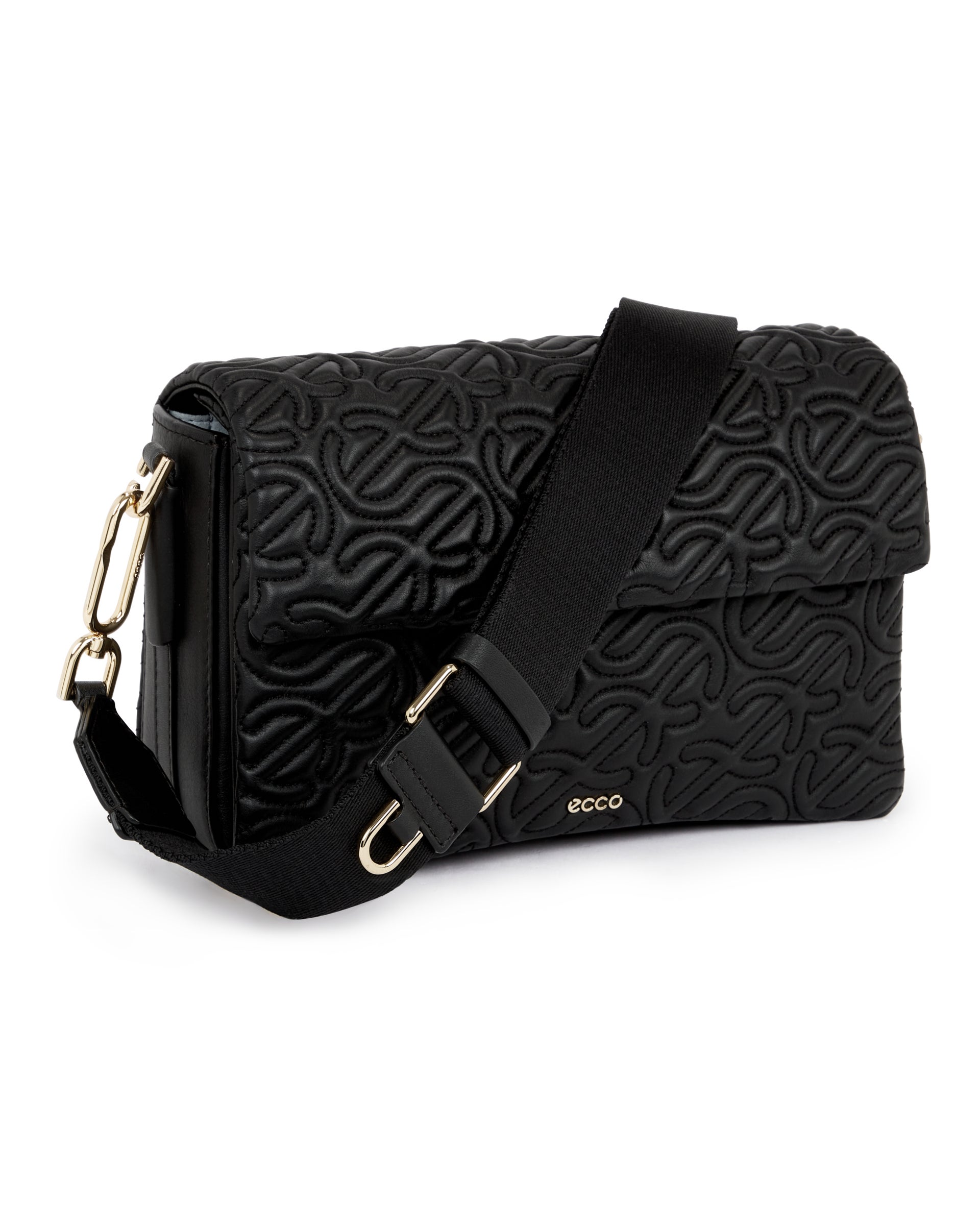 ECCO Pinch Large Quilted Wave レザークロスボディバッグ - ブラック - Main