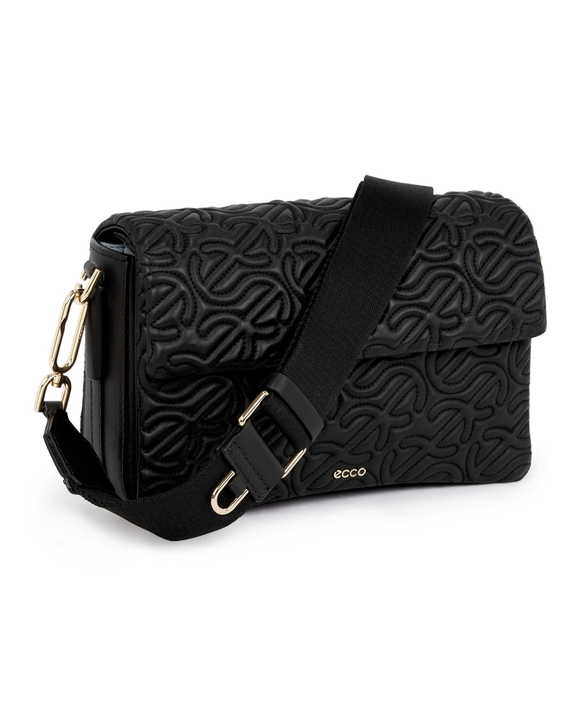 ECCO Pinch Large Quilted Wave レザークロスボディバッグ | ブラック ECCO Pinch Large Quilted Wave レザークロスボディバッグ | ブラック