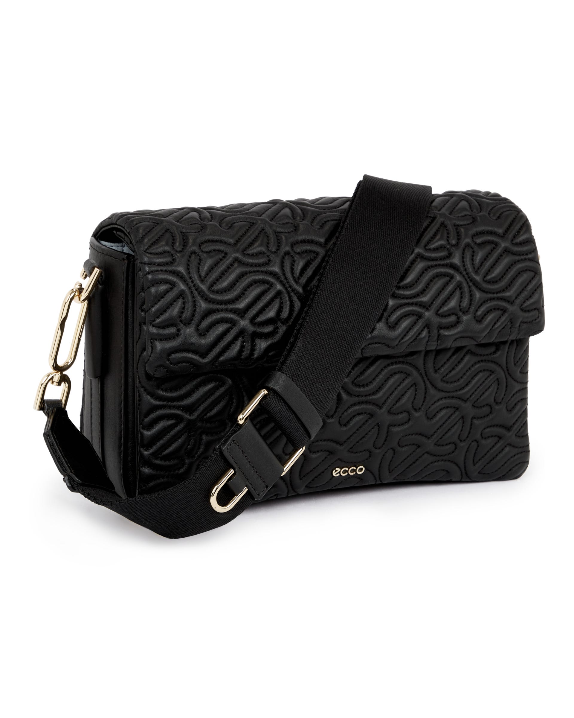 ECCO® Pinch Large Quilted Wave Leather Crossbody Bag - Black - Main