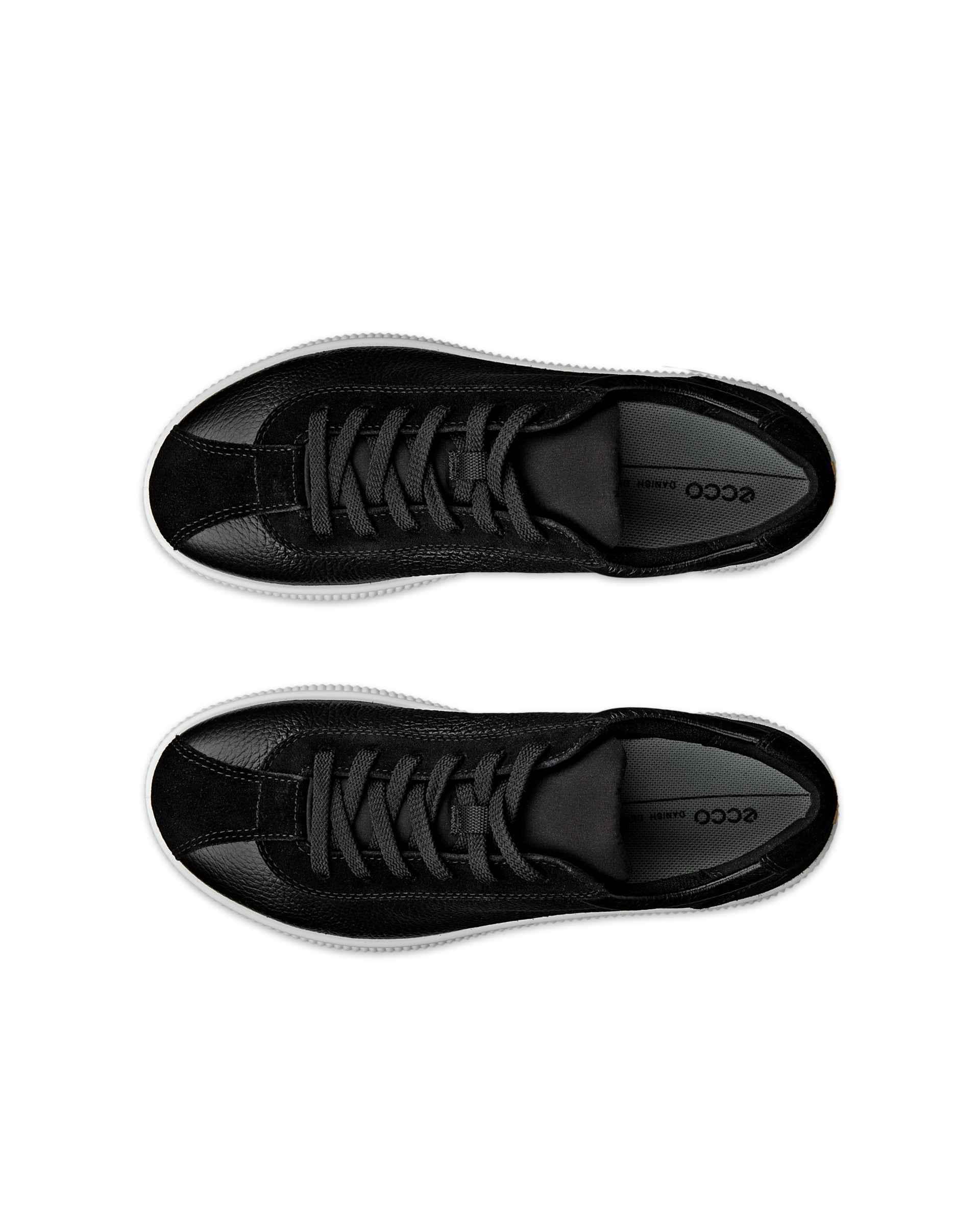 ECCO® Soft Zero baskets en cuir pour femme - Noir - Top left pair