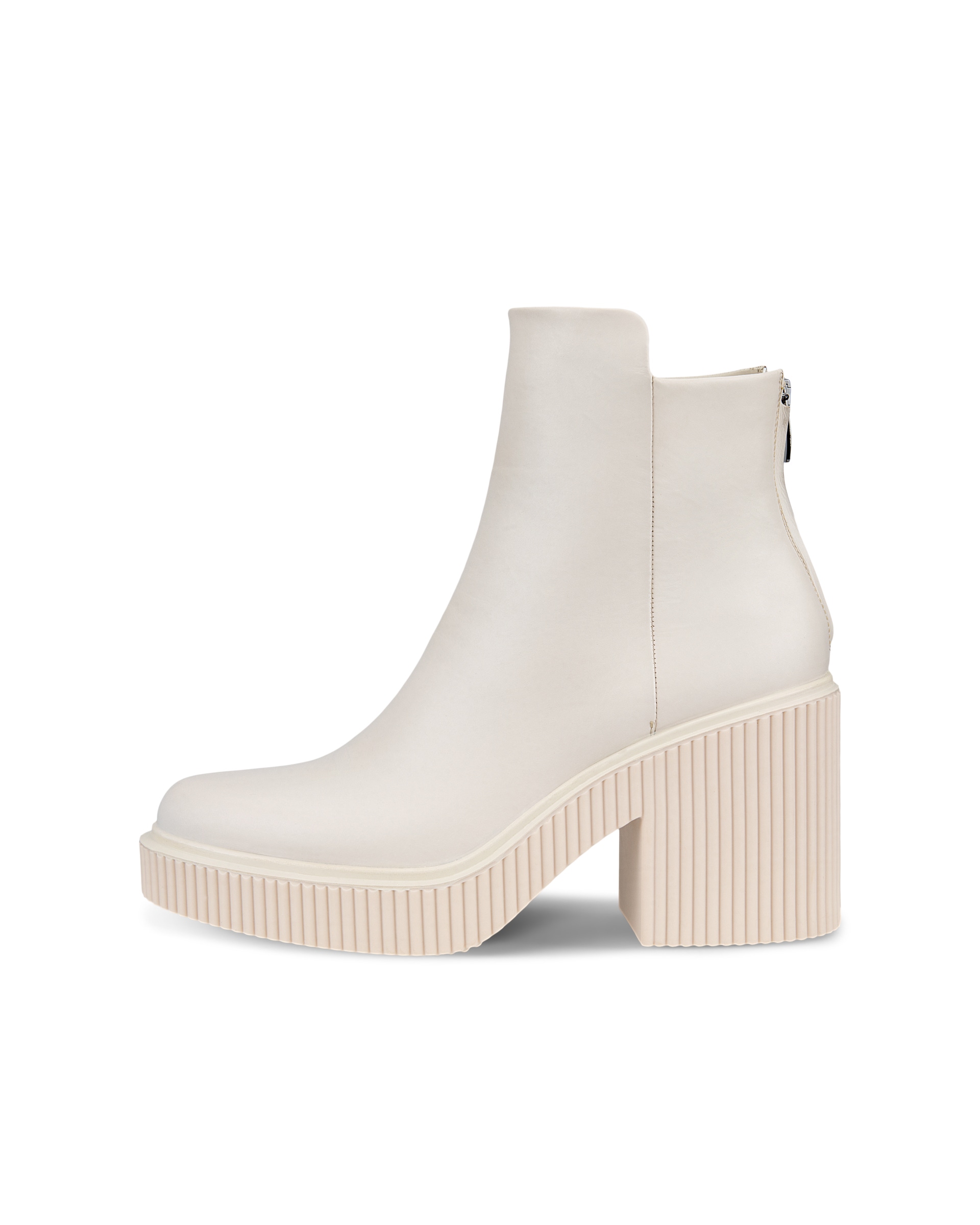 ECCO Fluted Heel ウィメンズ レザーアンクルブーツ - ベージュ - Outside