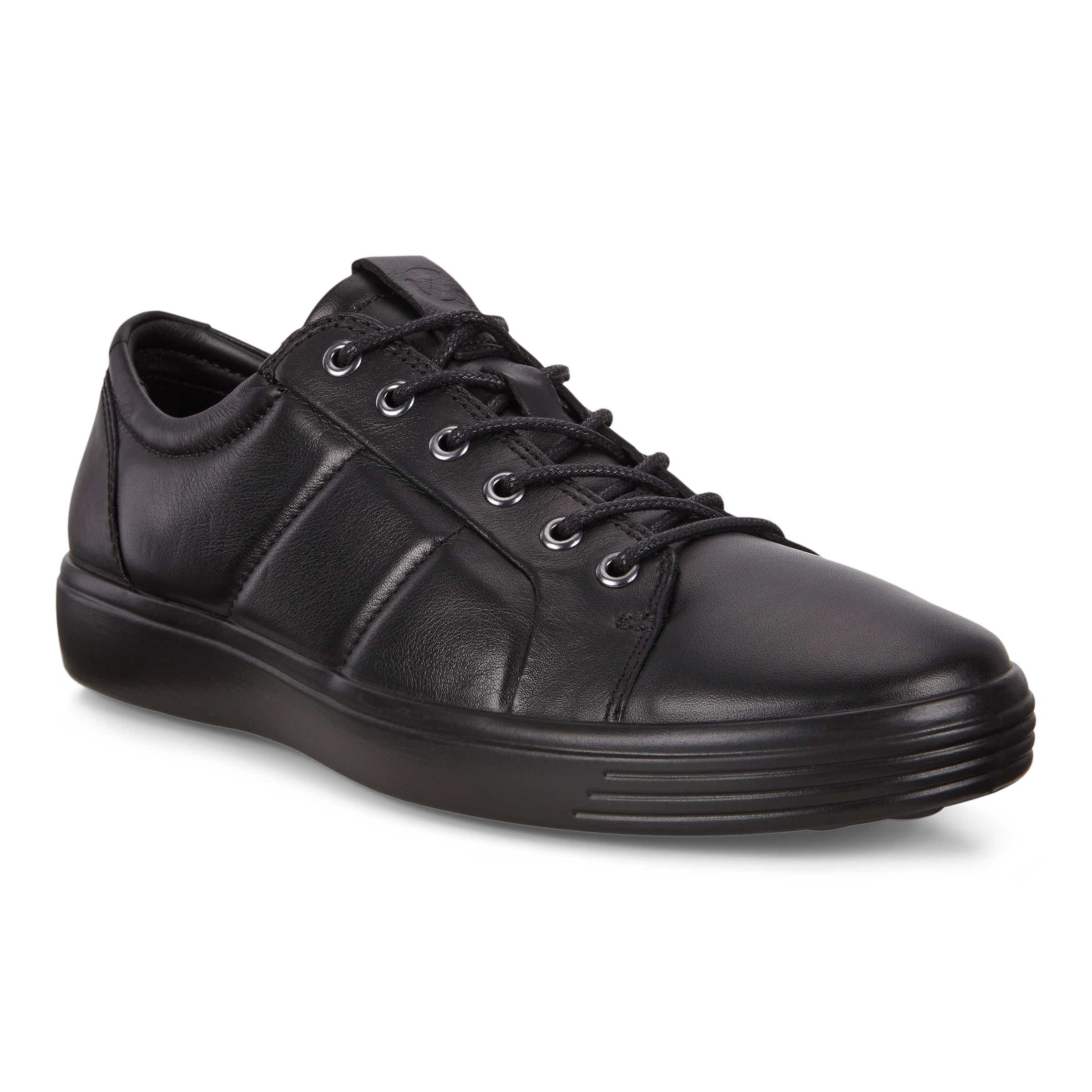 Men's ECCO® Soft 7 Leather Sneaker - Black - Main