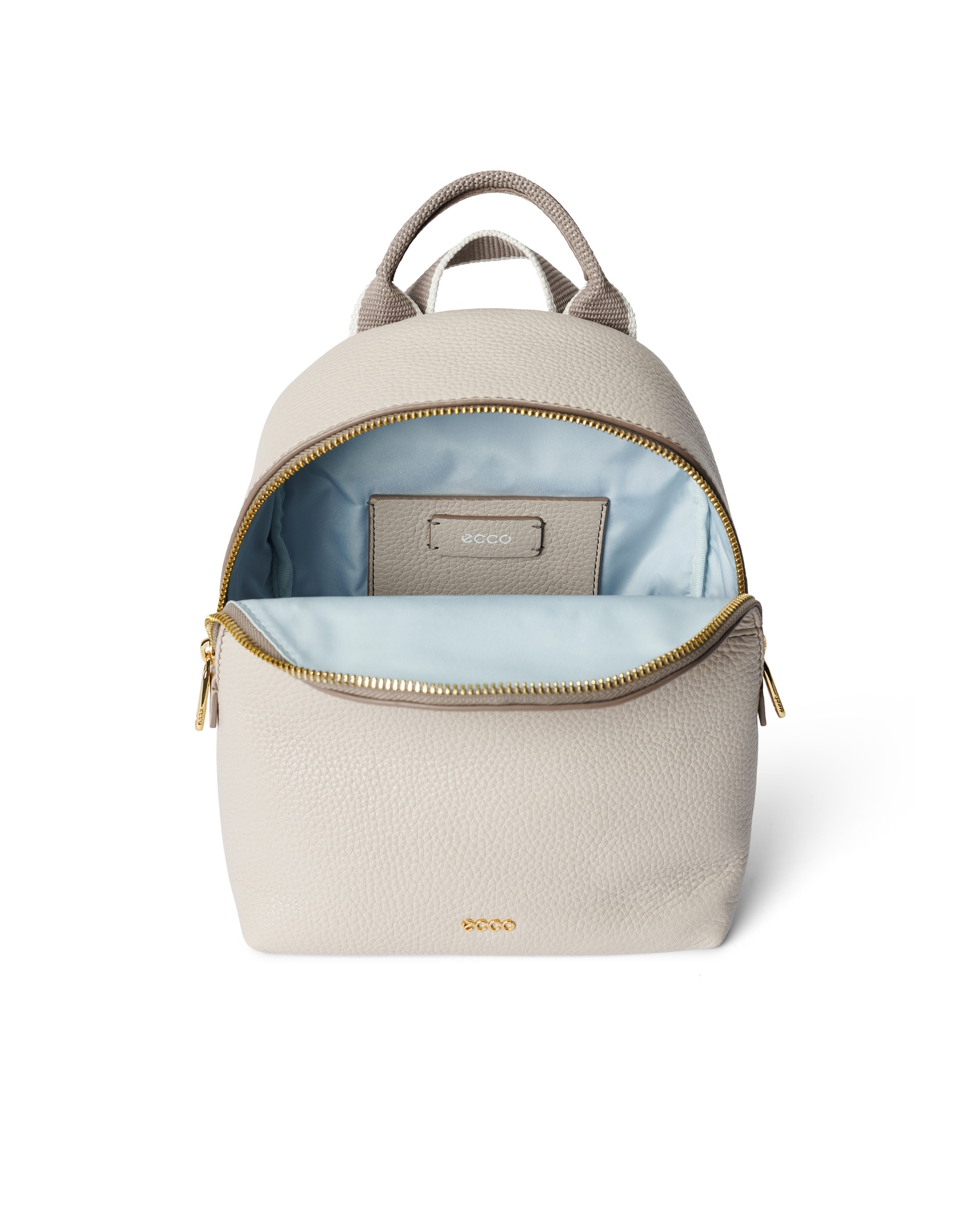 ECCOยฎ Round Pack Pebbled Leather Backpack - Beige - Inside