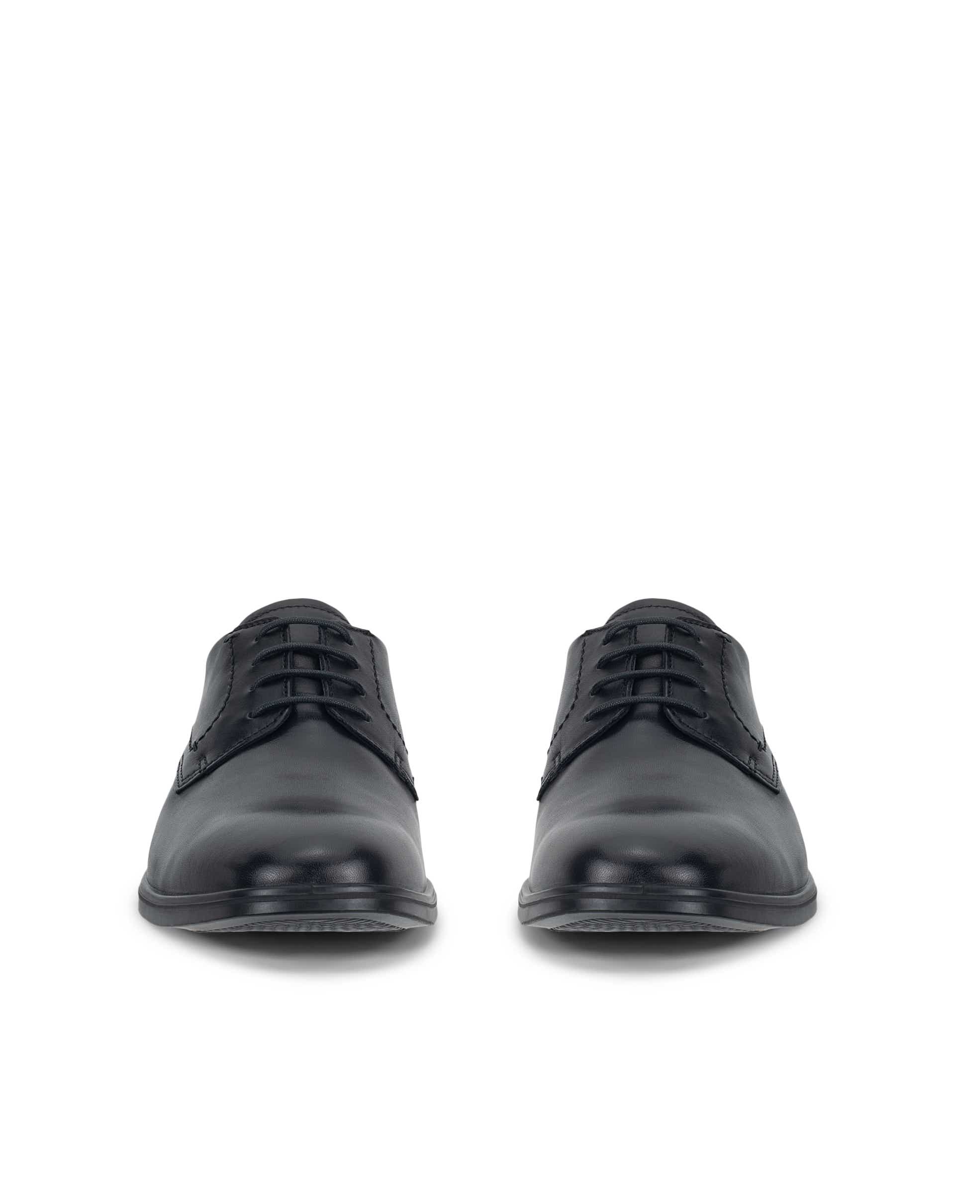 Men's ECCO® MELBOURNE Leather Derby Shoe - Black - Front pair
