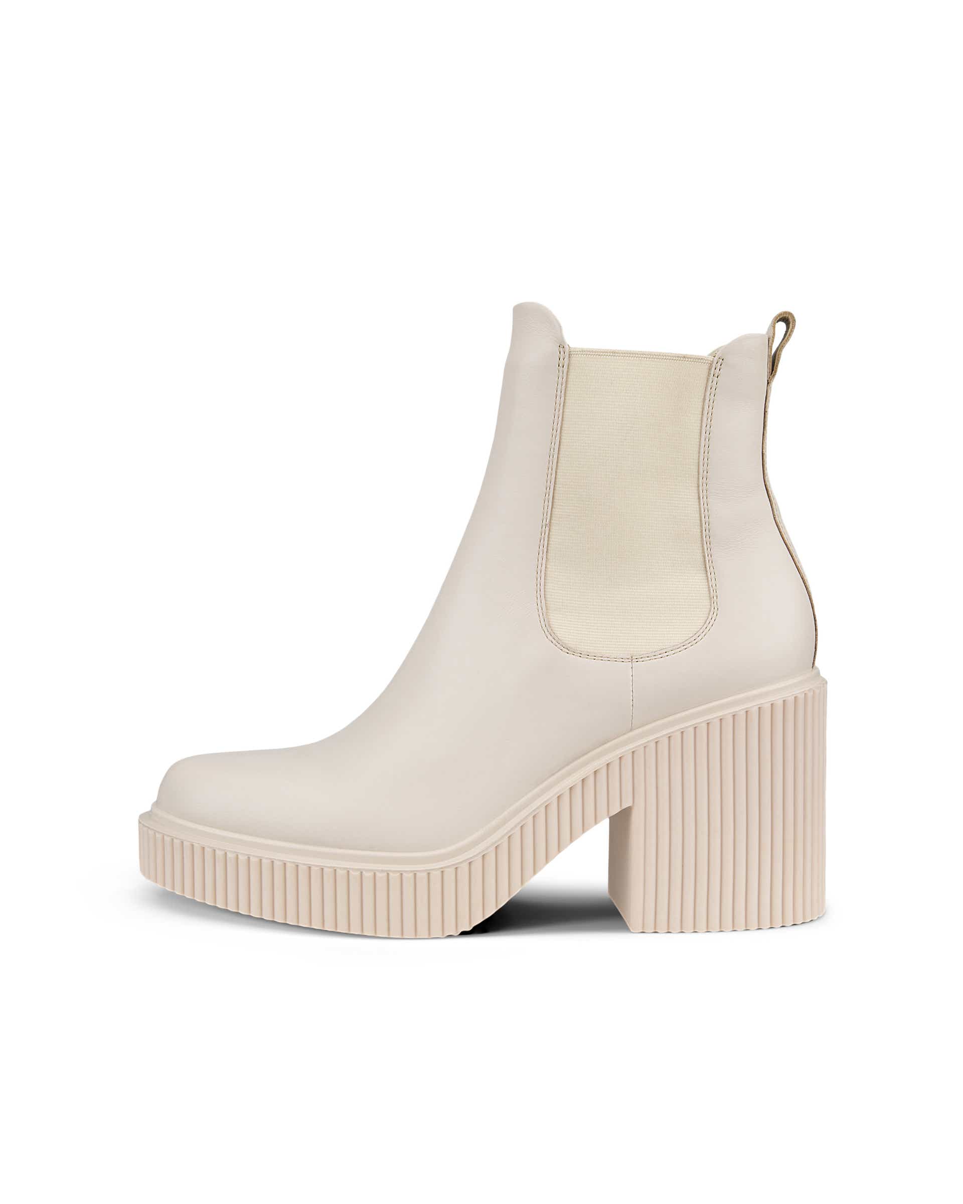 ECCO Fluted Heel ウィメンズ レザーチェルシーブーツ - ベージュ - Outside