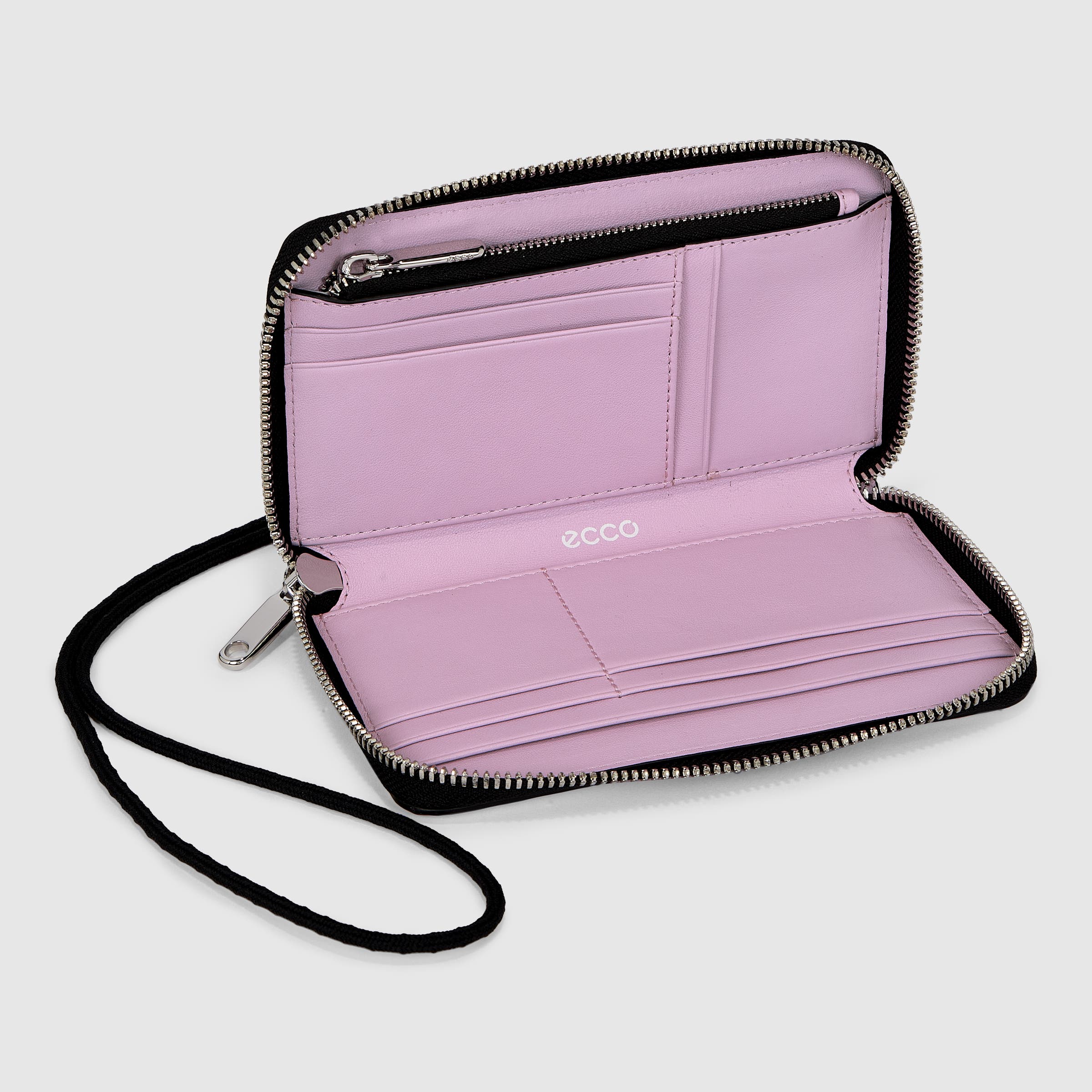 ECCO® Groove Leather Large Phone Wallet - Pink - Inside