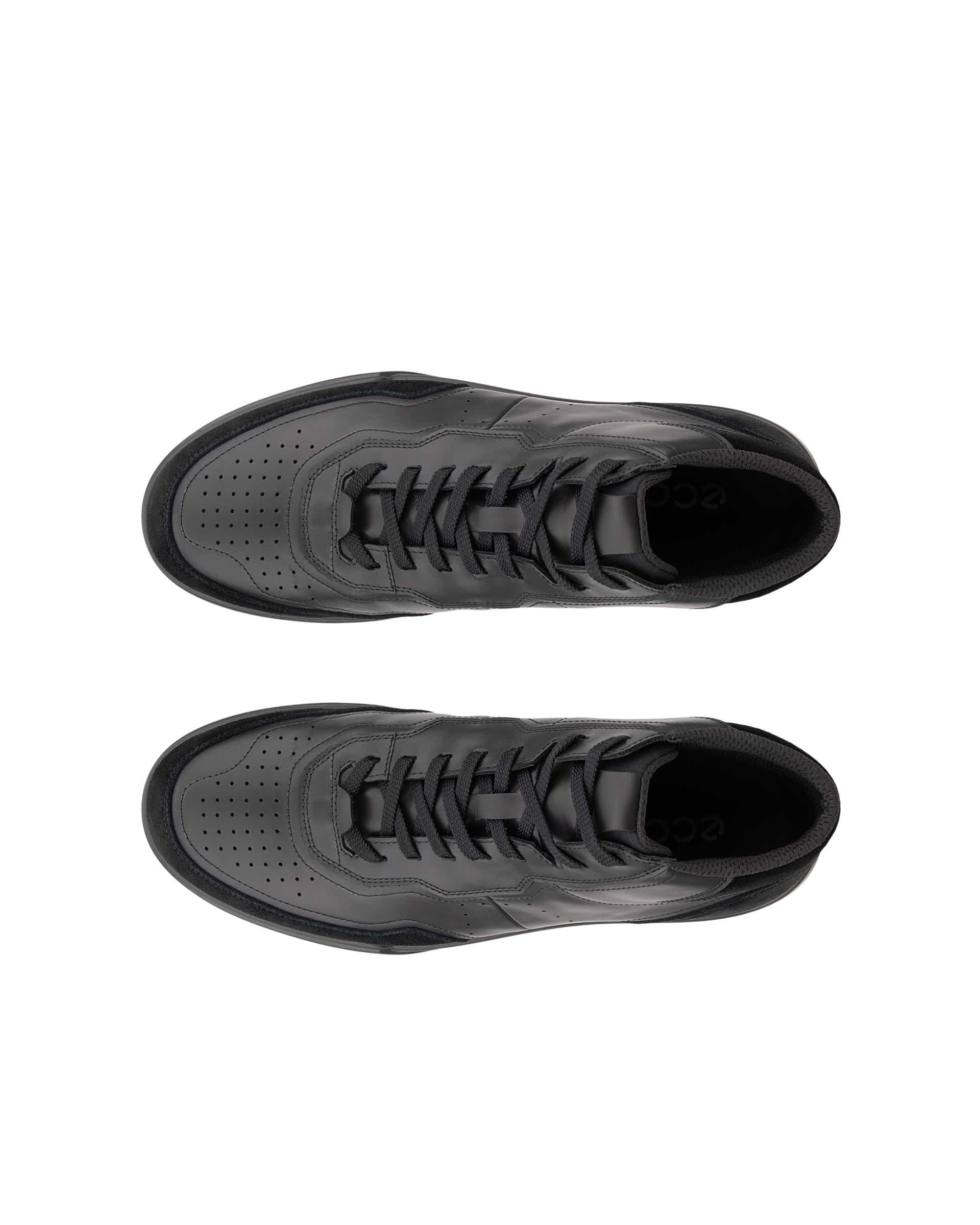 Męskie skórzane wysokie sneakersy ECCO® STREET COURT - Czarny - Top left pair