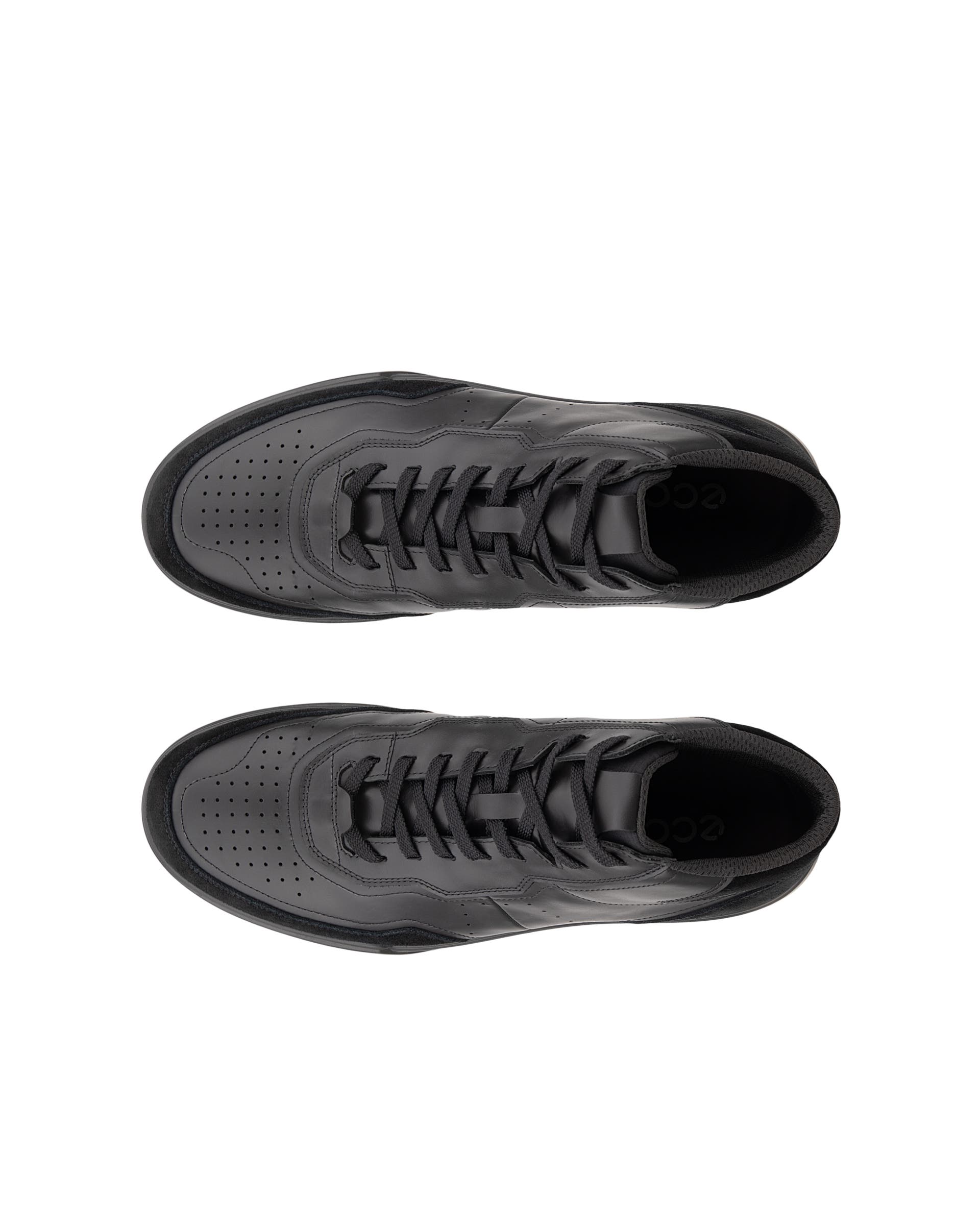 Męskie skórzane wysokie sneakersy ECCO® STREET COURT - Czarny - Top left pair