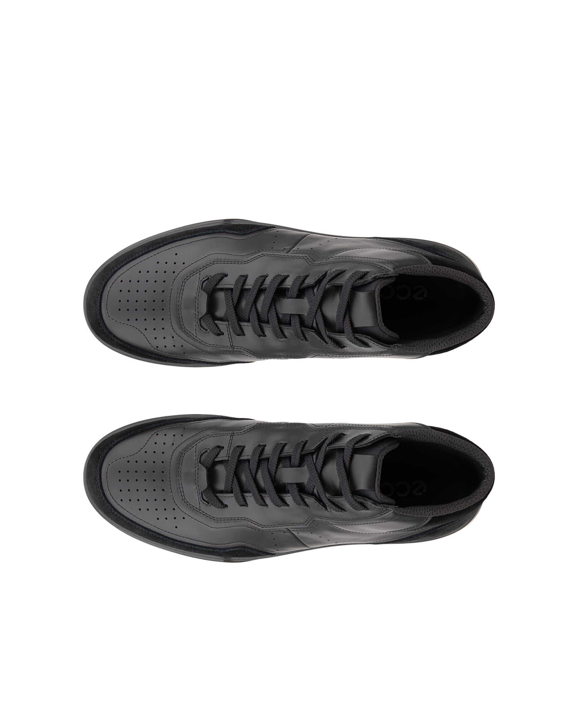 Męskie skórzane wysokie sneakersy ECCO® STREET COURT - Czarny - Top left pair