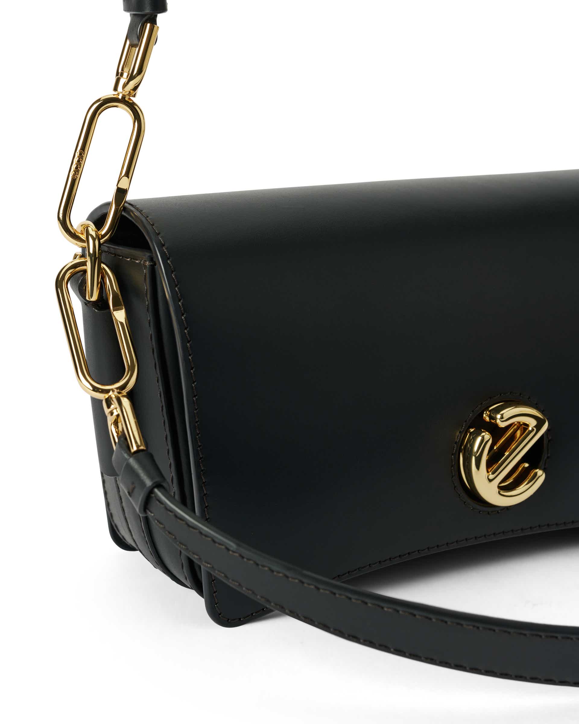 ECCO® Pinch Bag kožna torba preko ramena - Crna - Detail-2