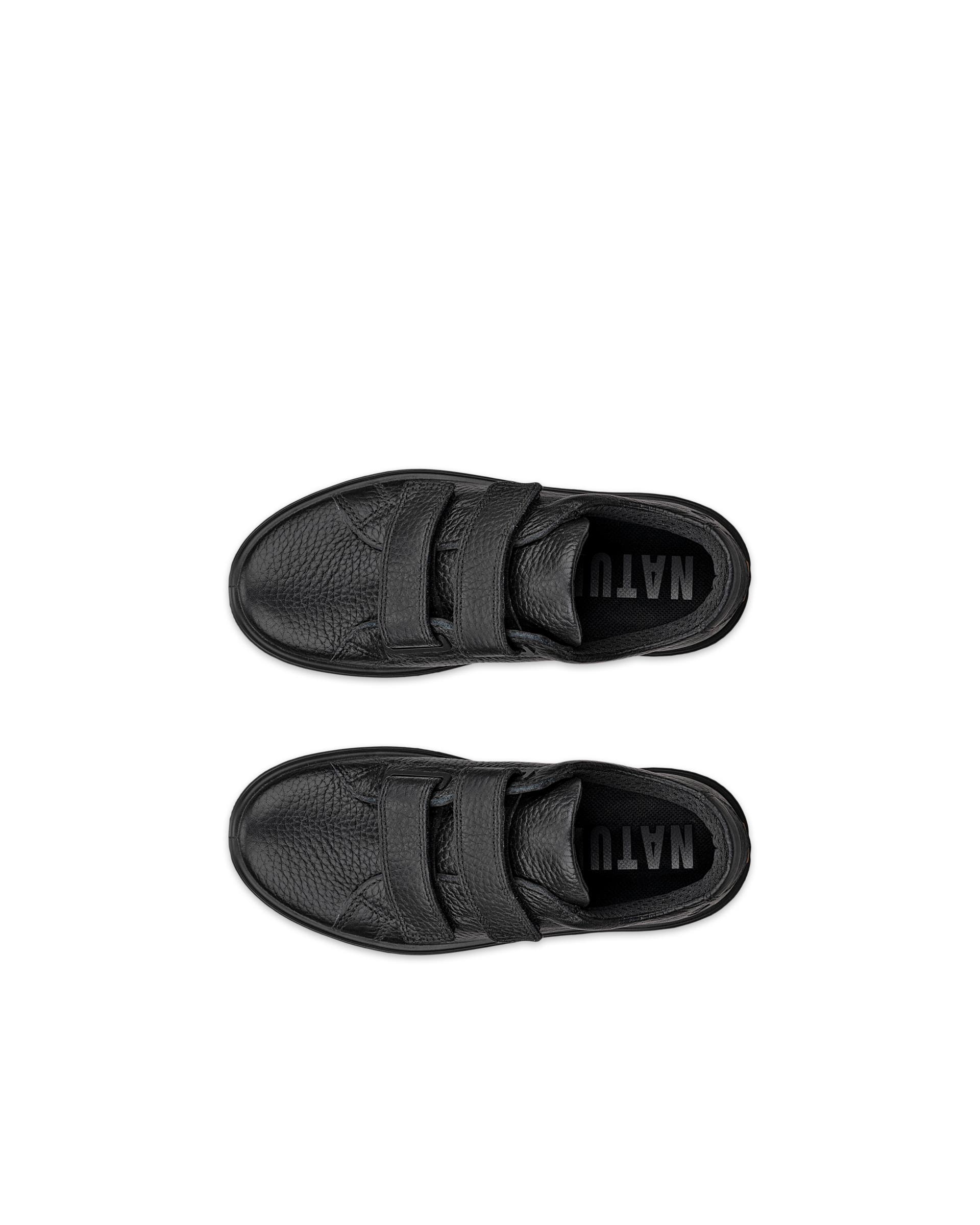 Kids' ECCO® Soft 60 Leather Trainer - Black - Top left pair