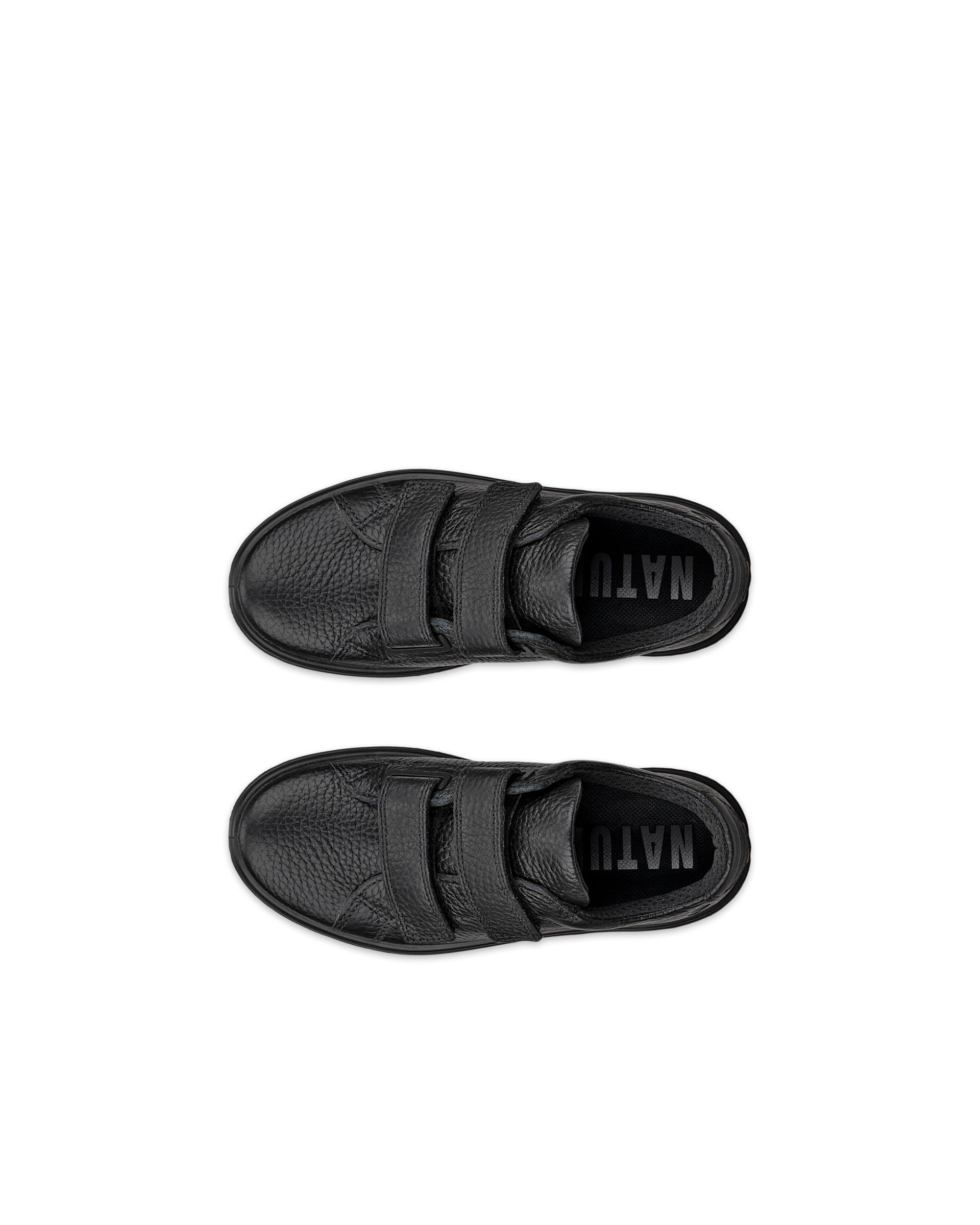 Kids' ECCO® Soft 60 Leather Trainer - Black - Top left pair